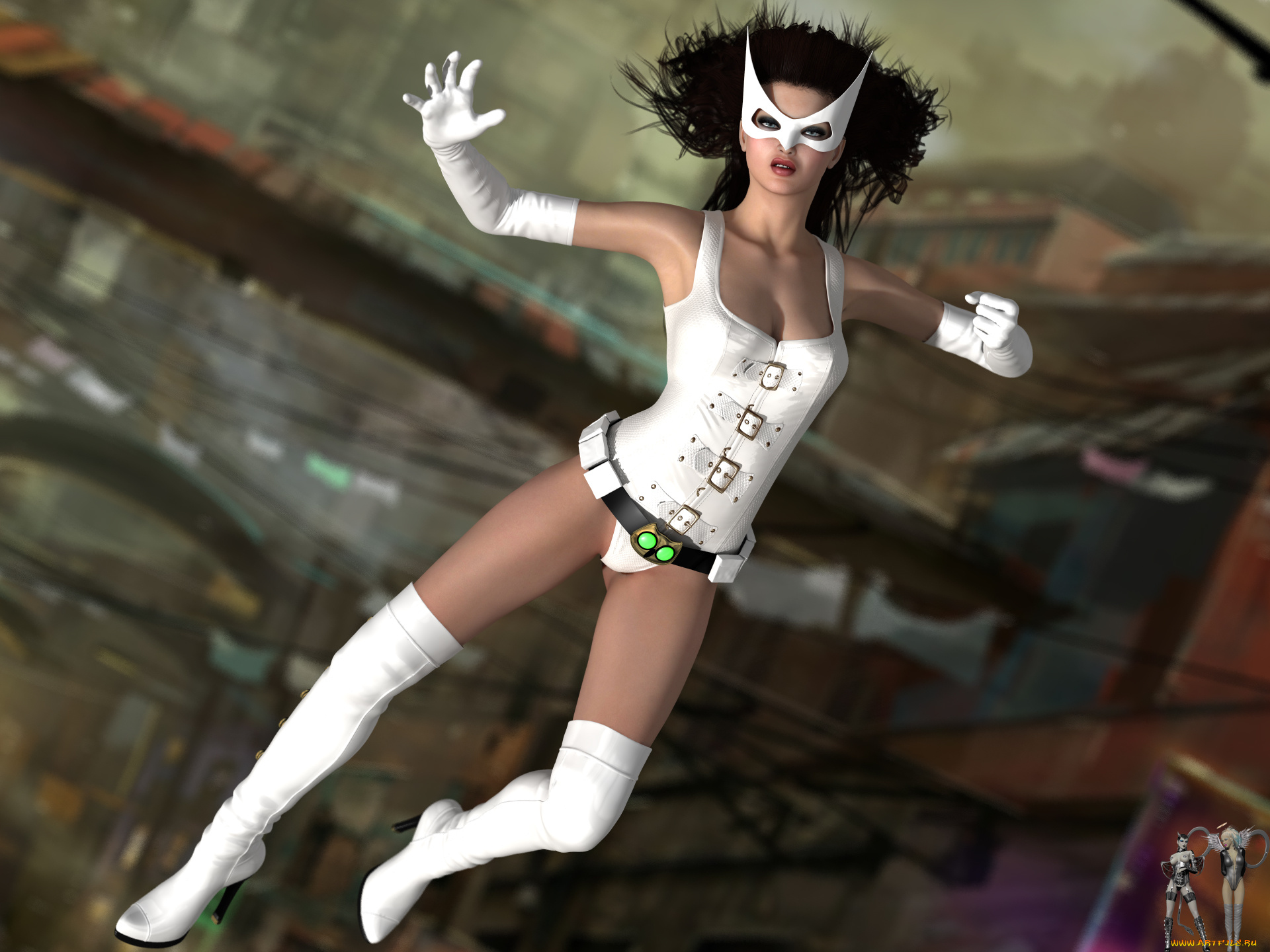 3д, графика, люди, , people, девушка, взгляд, фон, маска