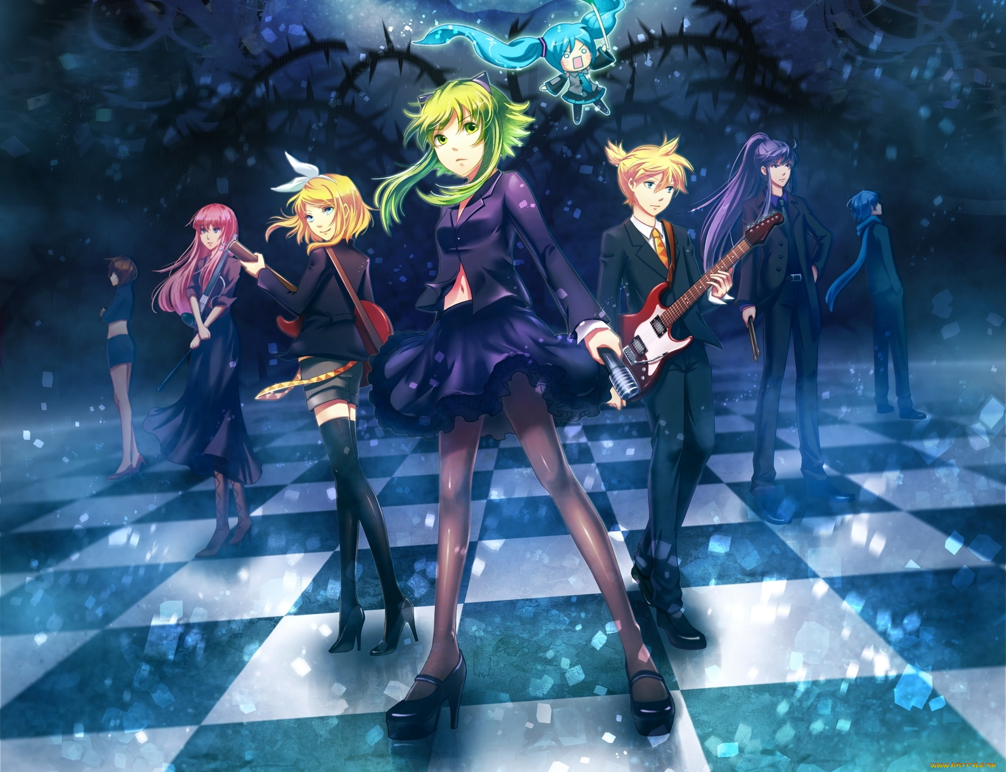 аниме, vocaloid, gumi, kagamine, len, rin, blz, 1991, megurine, luka, вокалоид, арт, гитара, парни, девушки, hachune, miku, kamui, gakupo, meiko, kaito