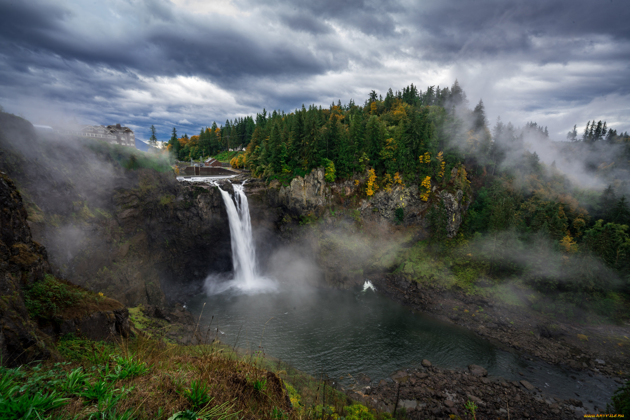 природа, водопады, лес, водопад, река