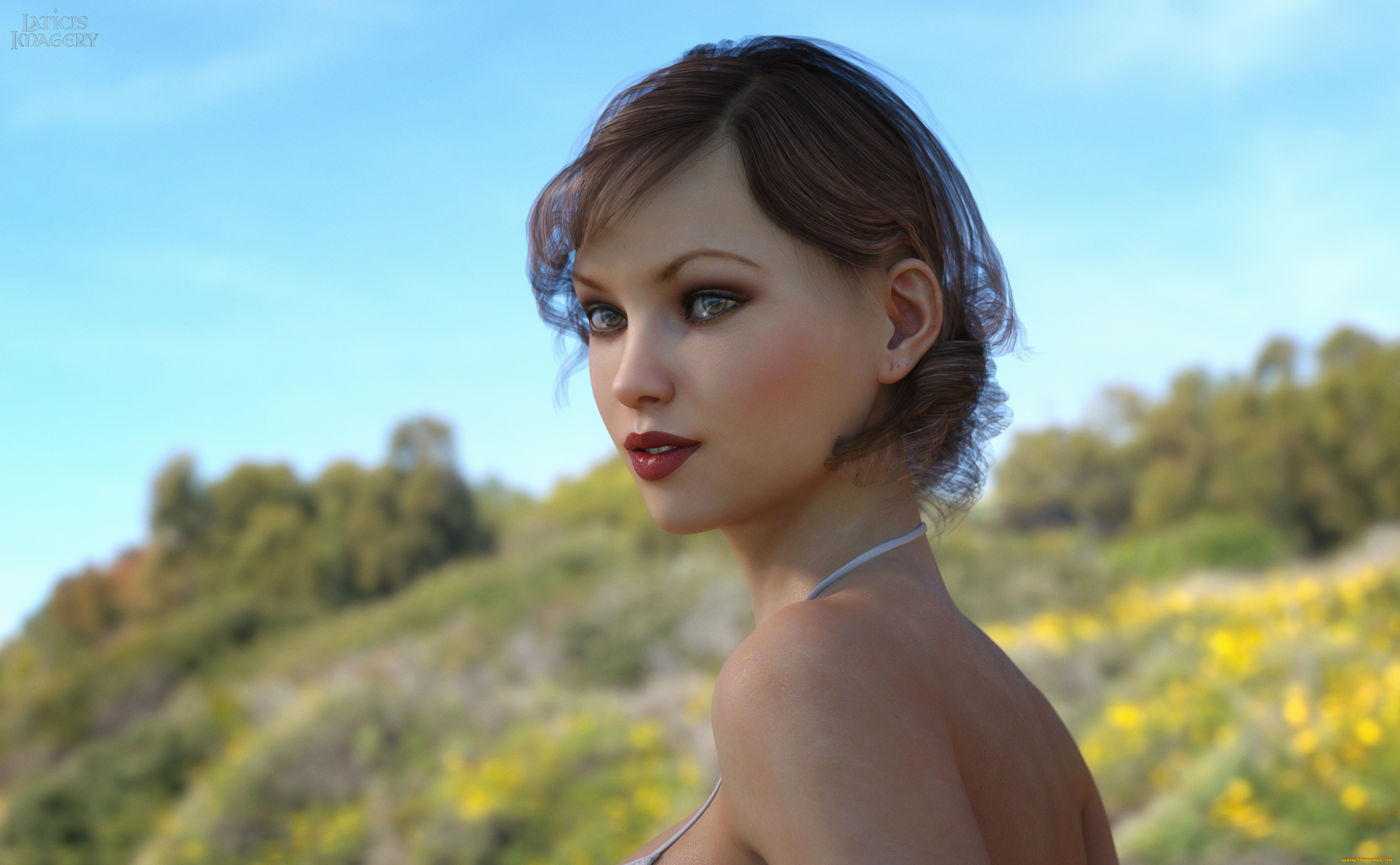 3д, графика, портрет, , portraits, девушка, взгляд, фон