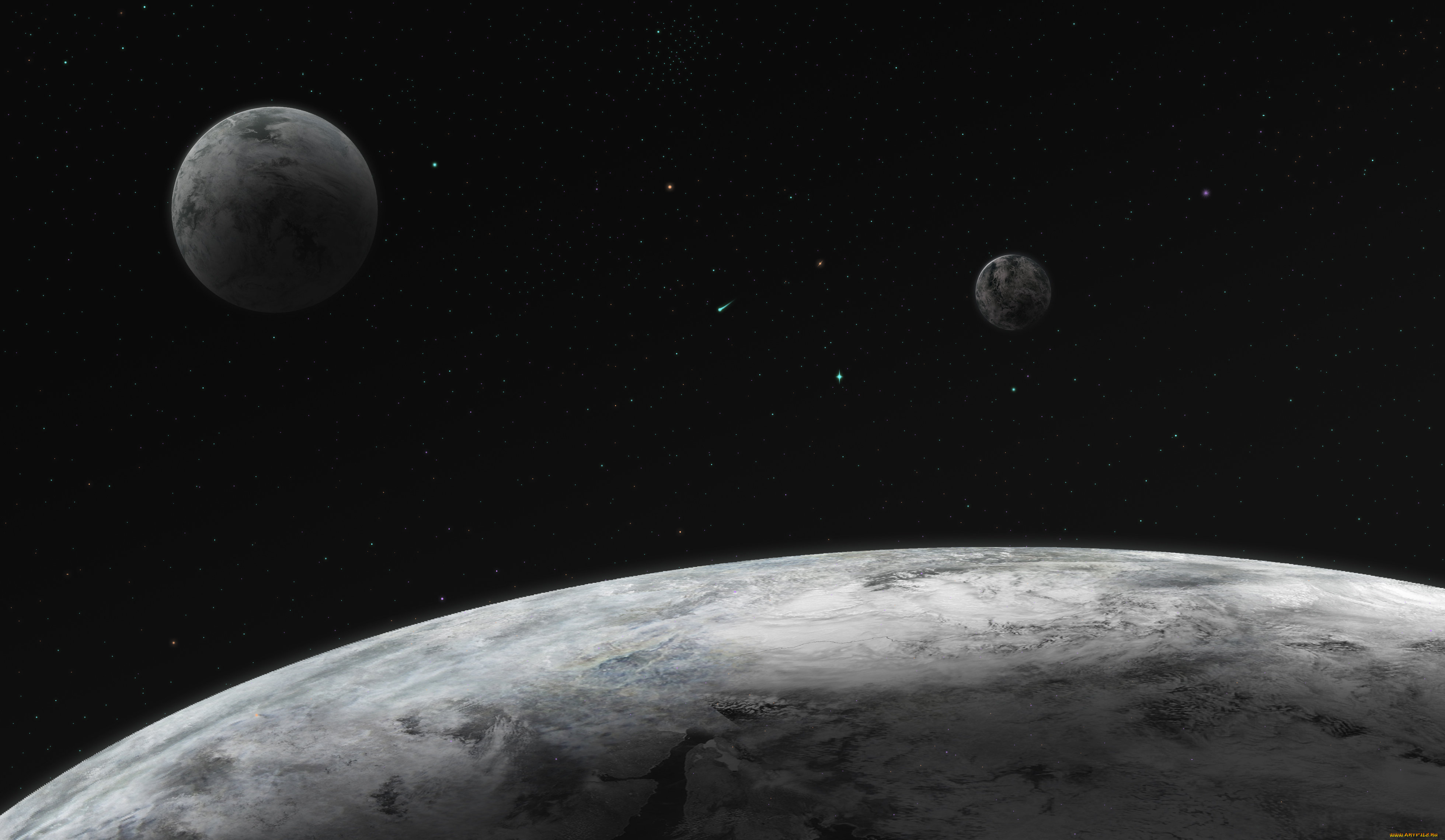 космос, арт, вселенная, звезды, планеты