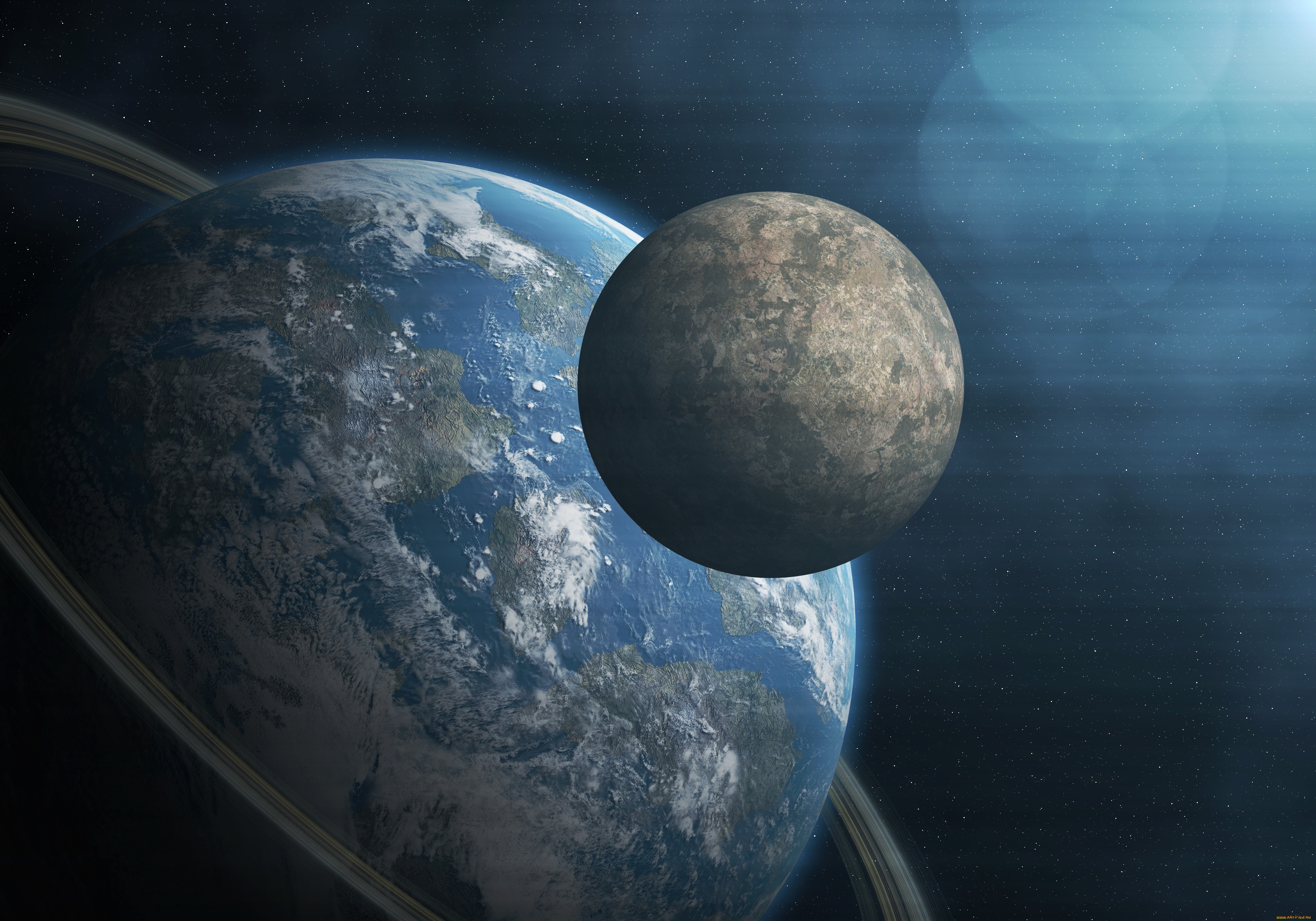 космос, арт, звезды, галактика, вселенная, планеты