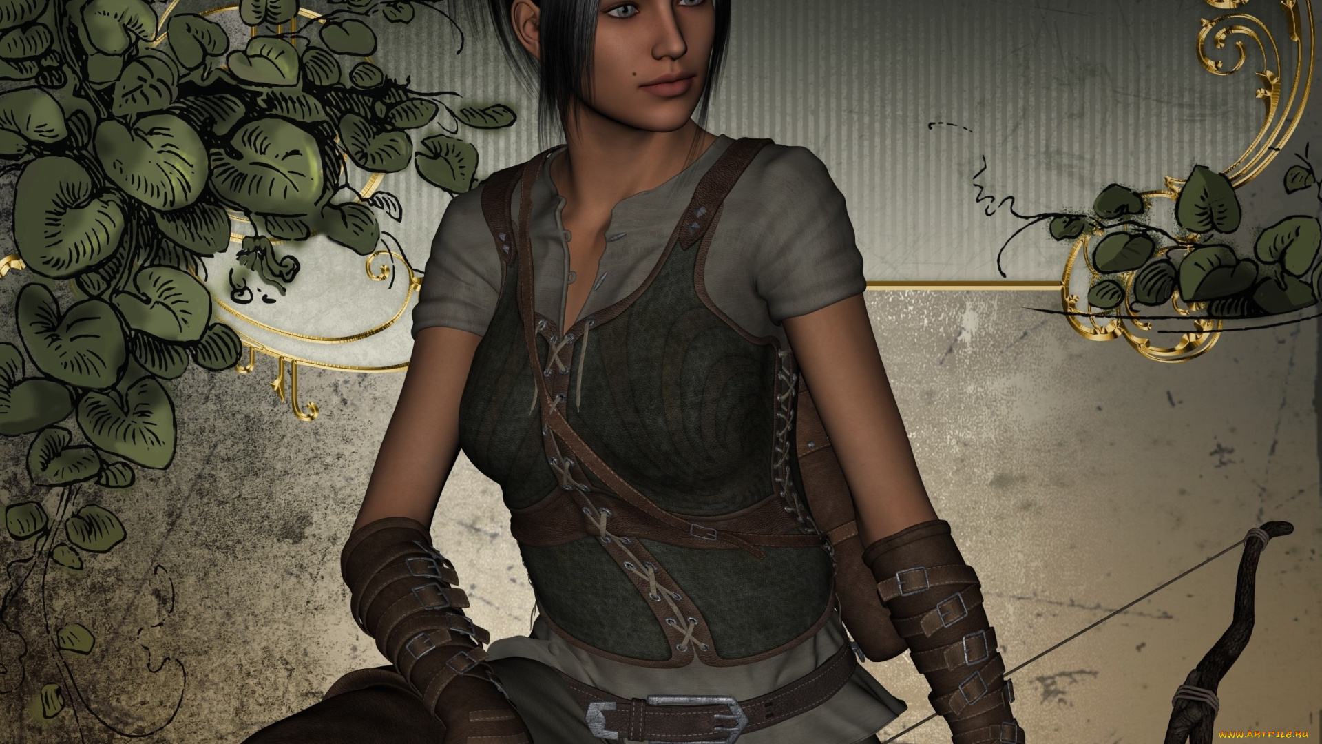 3д, графика, фантазия, , fantasy, фон, взгляд, девушка