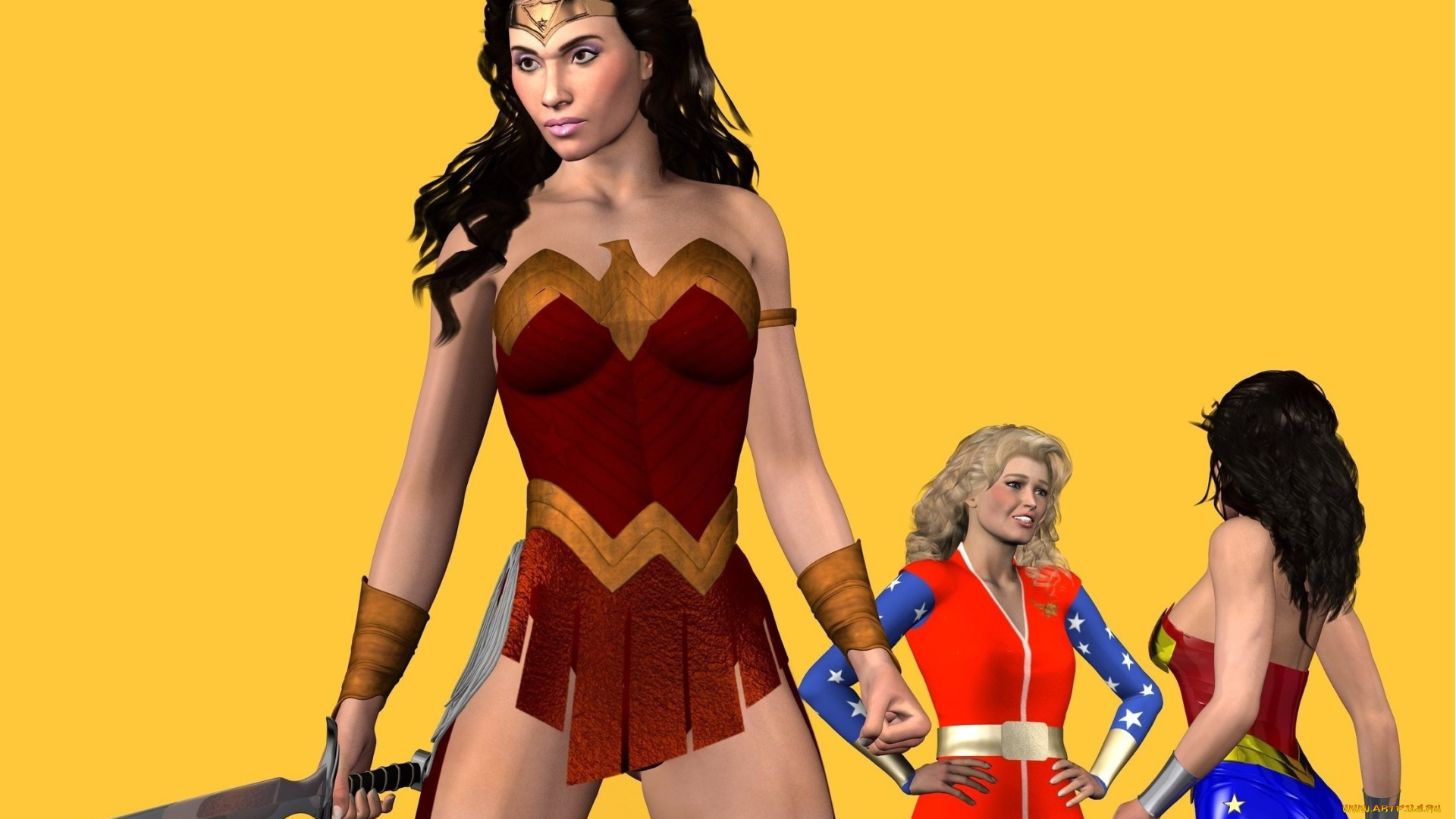 3д, графика, фантазия, , fantasy, взгляд, девушки, фон