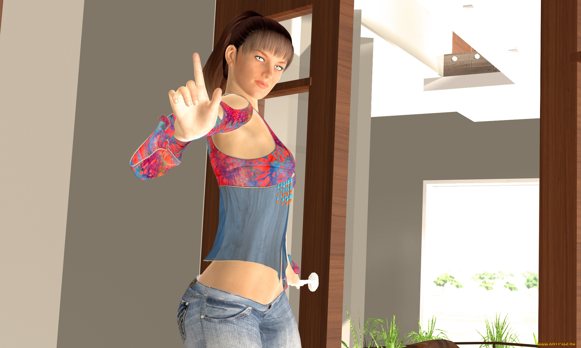 3д, графика, люди, , people, девушка, взгляд, фон