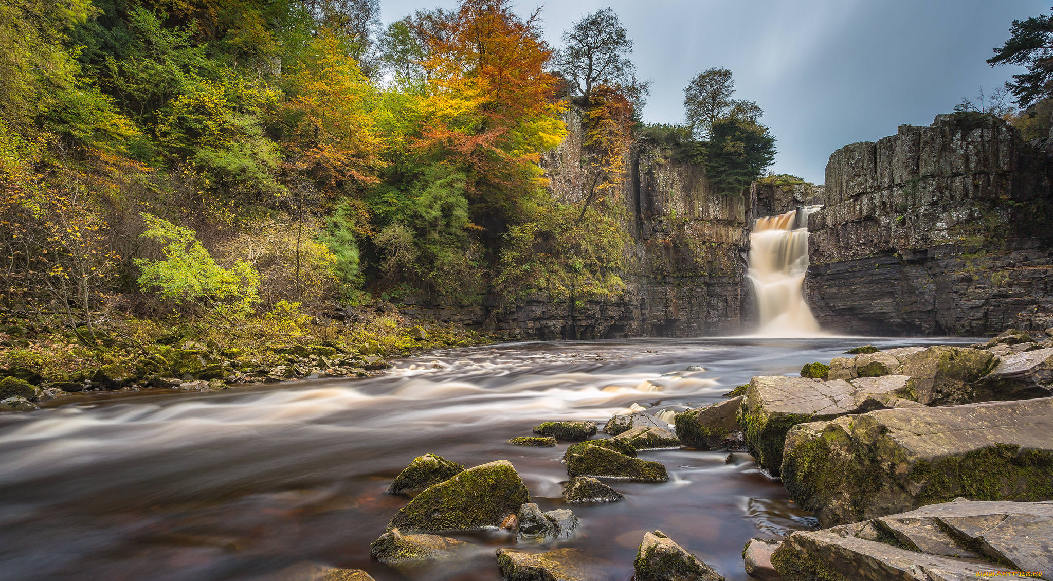 природа, водопады, лес, река, водопад
