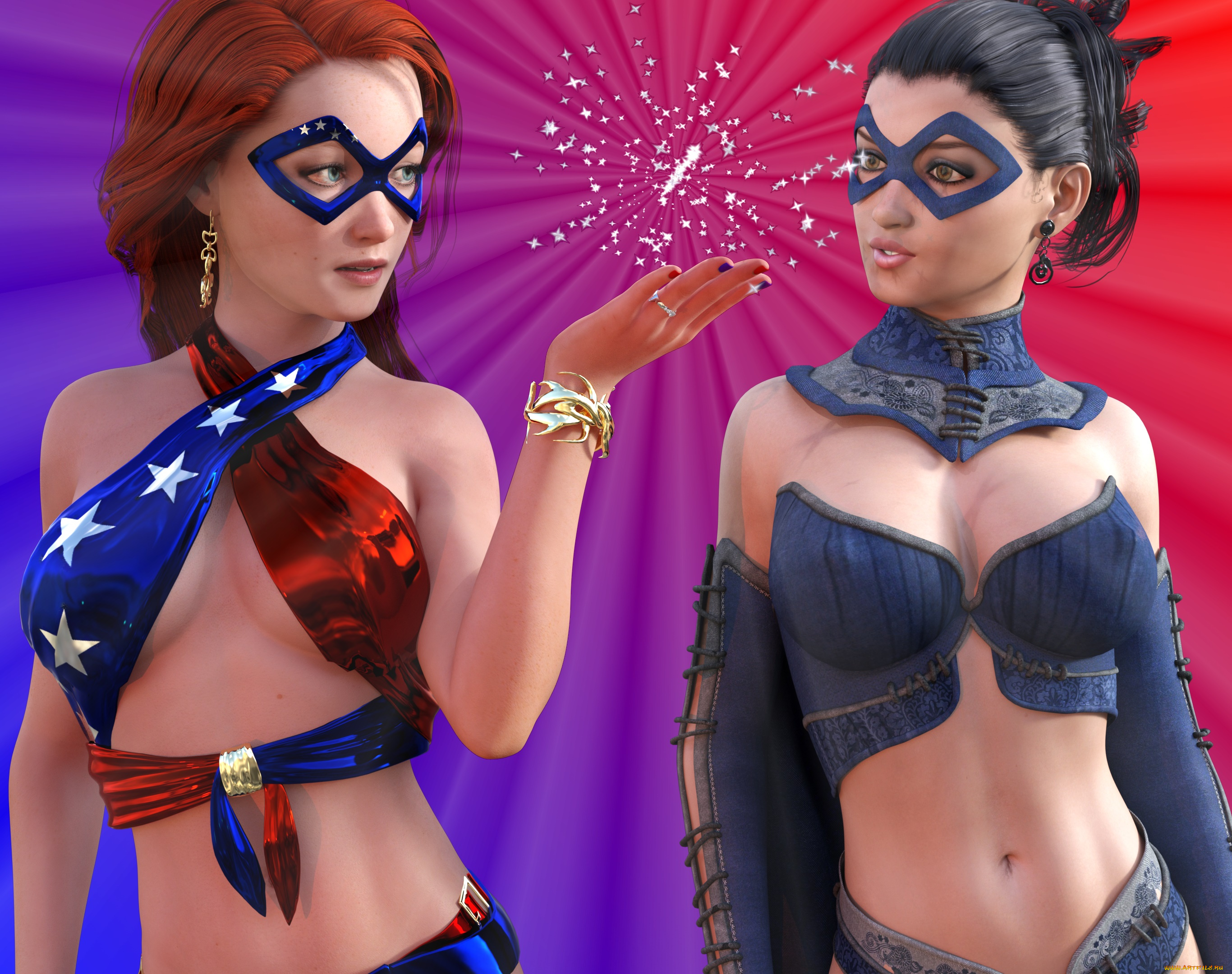 3д, графика, люди, , people, девушки, фон, взгляд