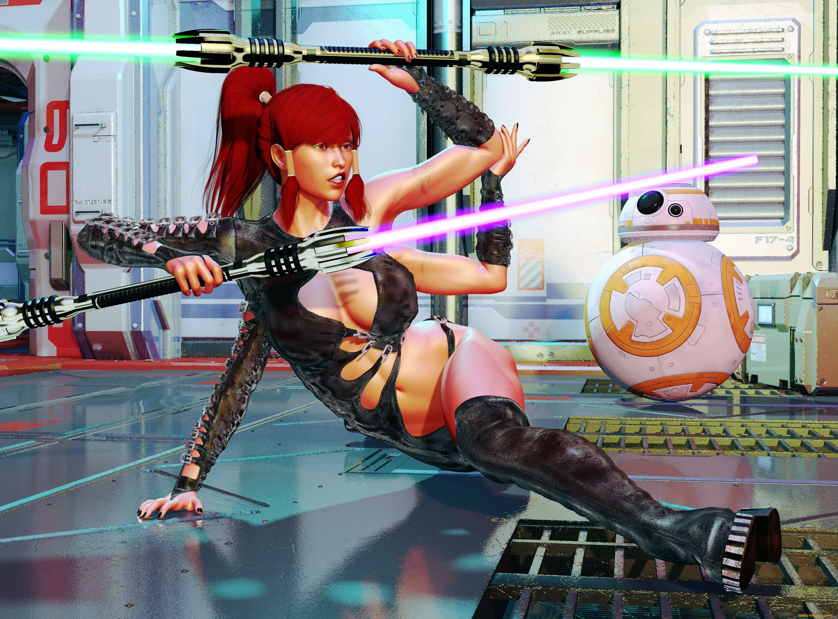 3д, графика, существа, , creatures, взгляд, девушка, оружие, фон