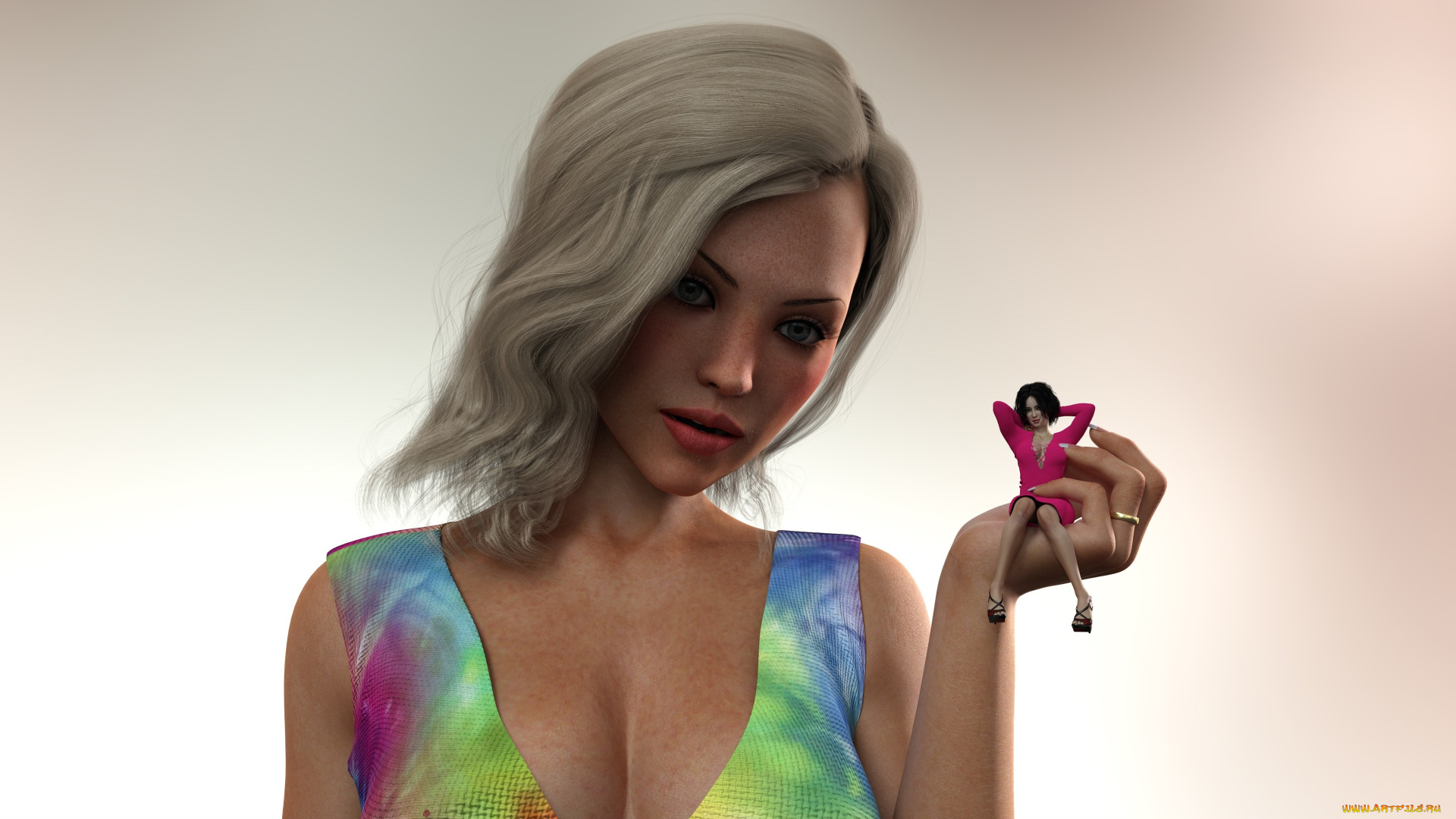 3д, графика, фантазия, , fantasy, фон, взгляд, девушка