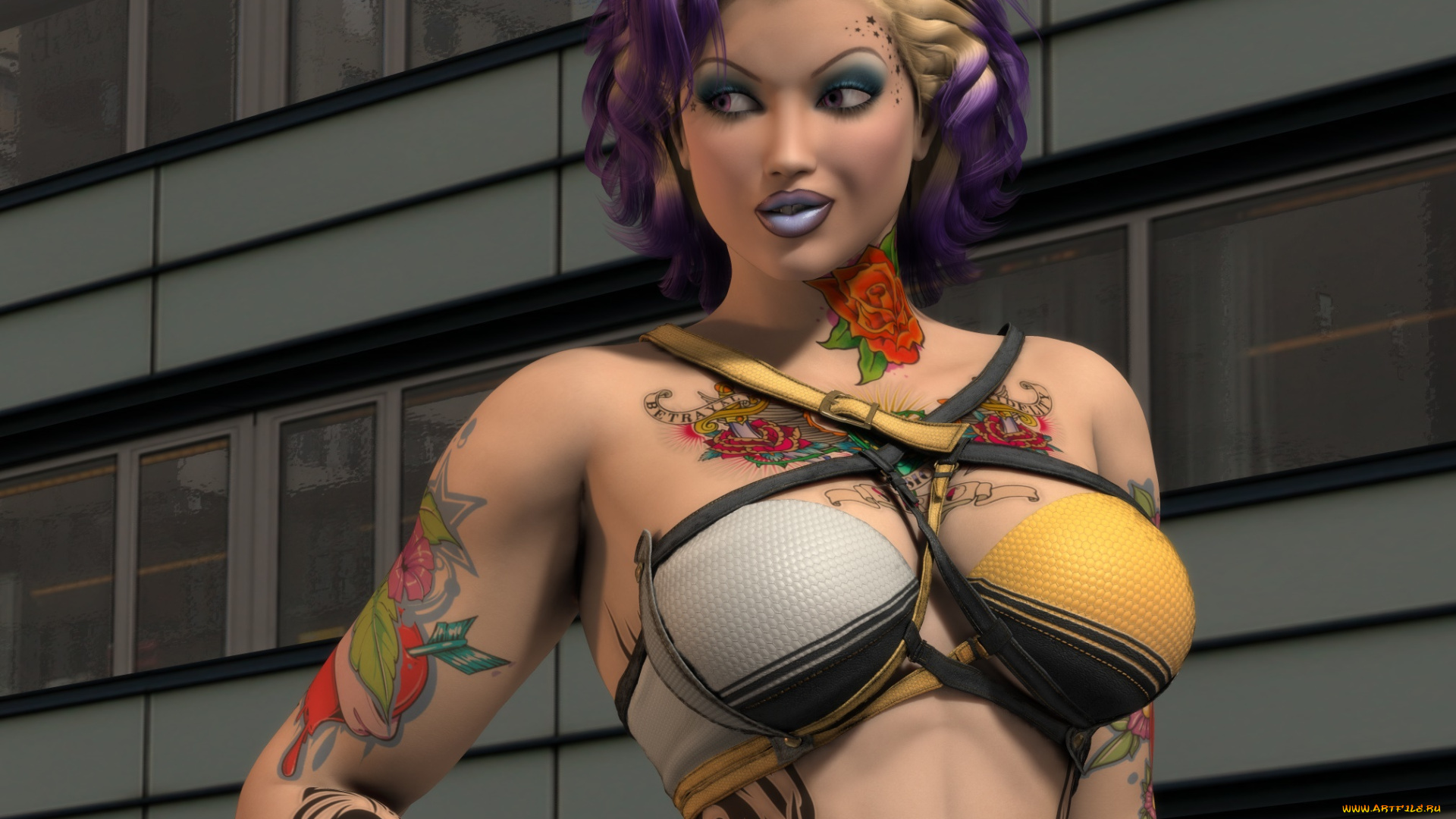 3д, графика, люди, , people, девушка, взгляд, фон, тату