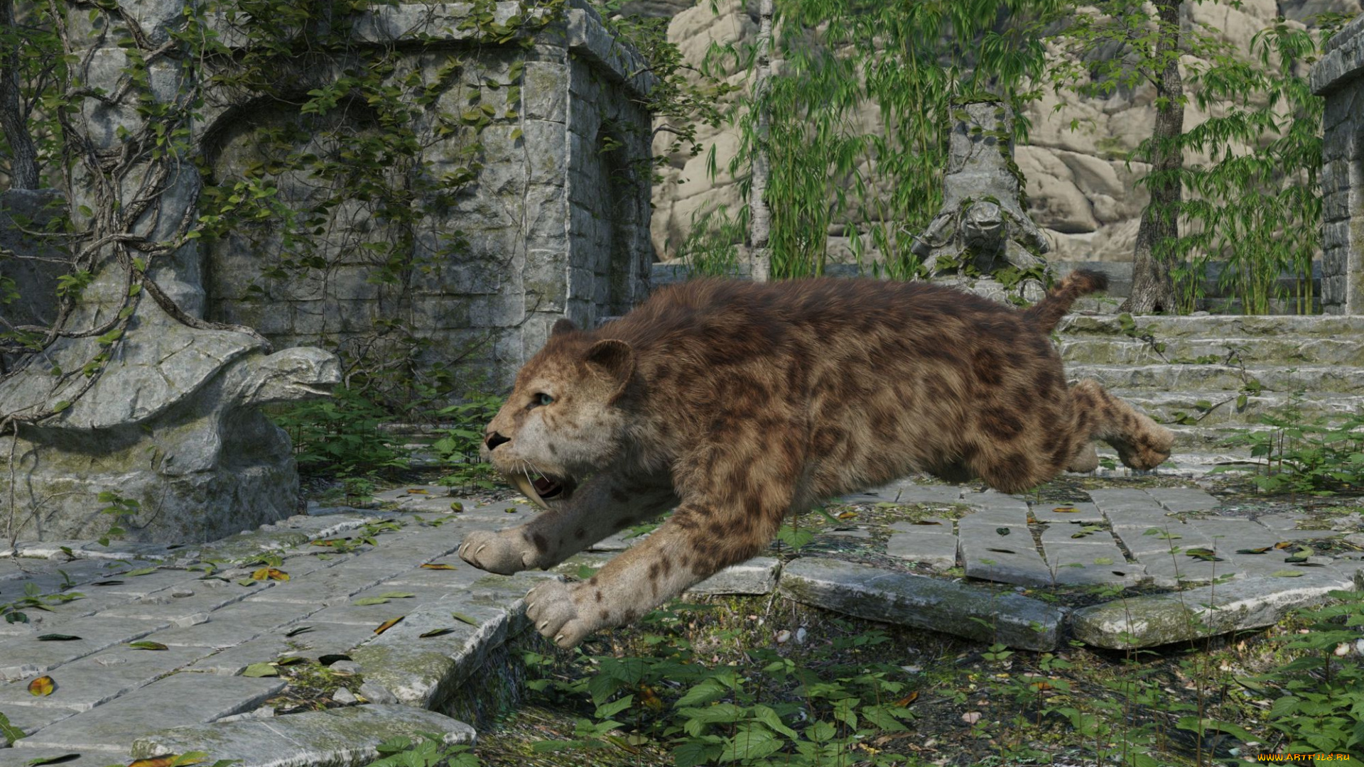 3д, графика, животные, , animals, tiger, saber-toot