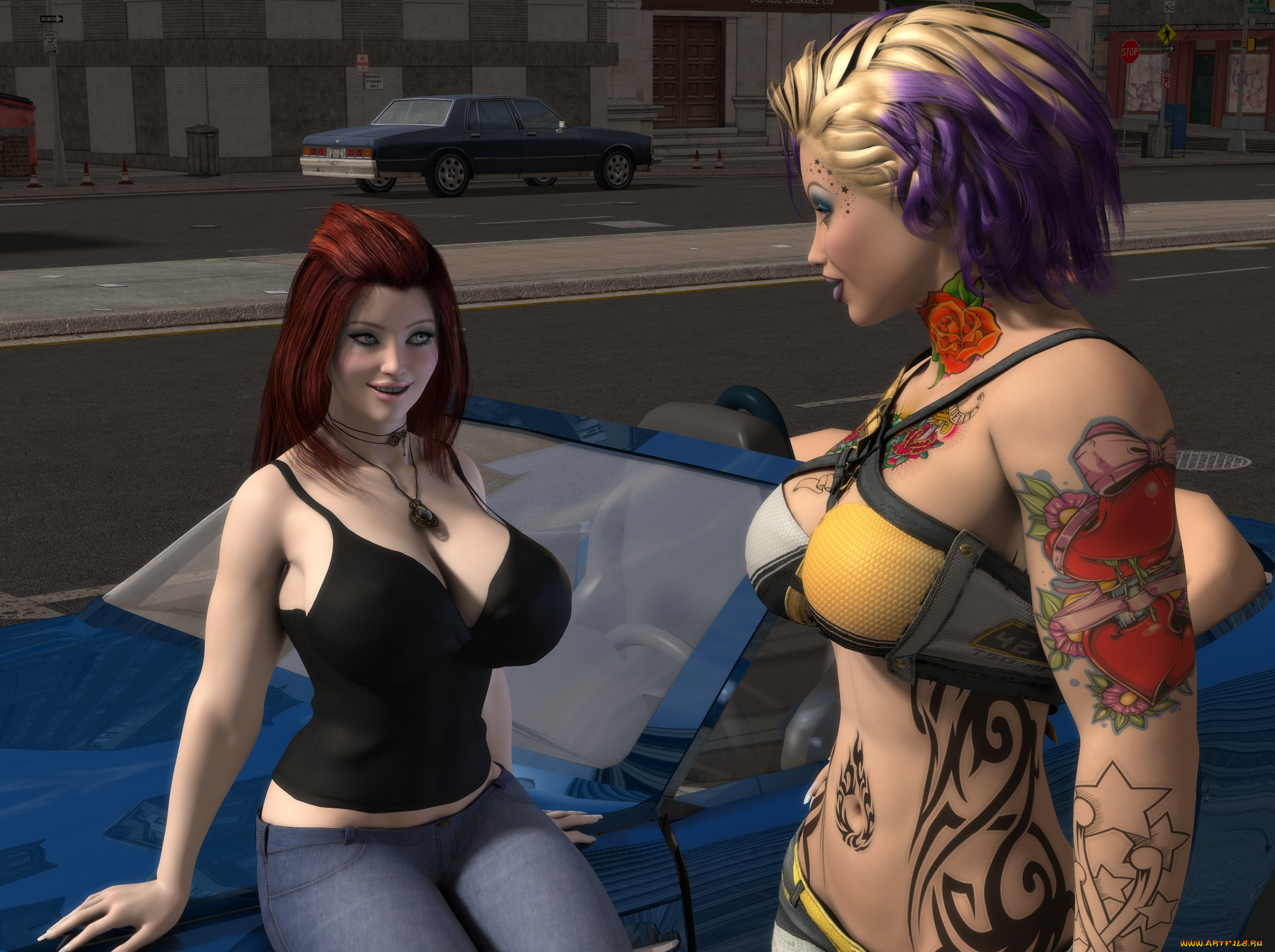 3д, графика, люди, , people, девушки, взгляд, фон, тату