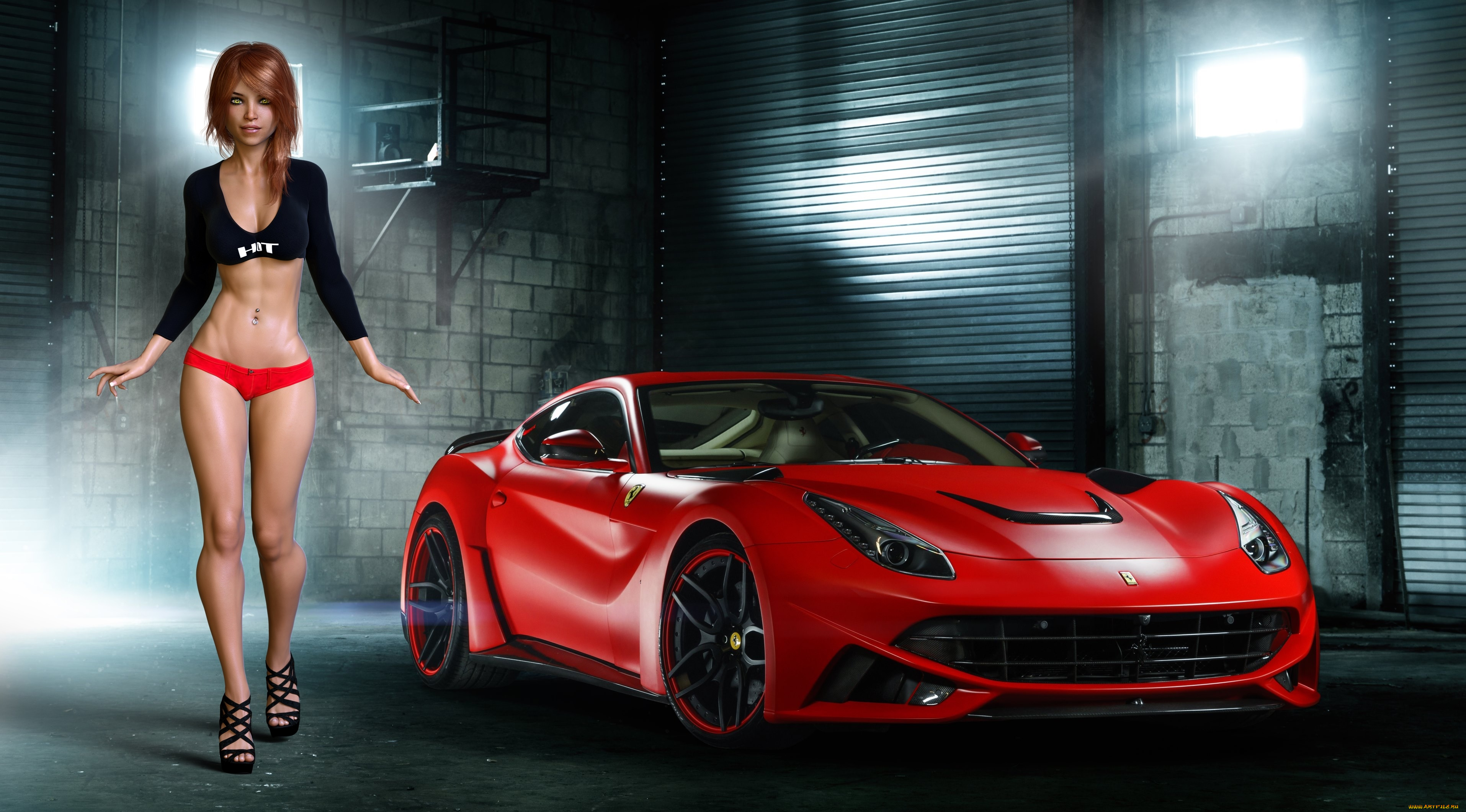 3д, графика, люди-авто, мото, , people-, car, , , moto, автомобиль, фон, взгляд, девушка