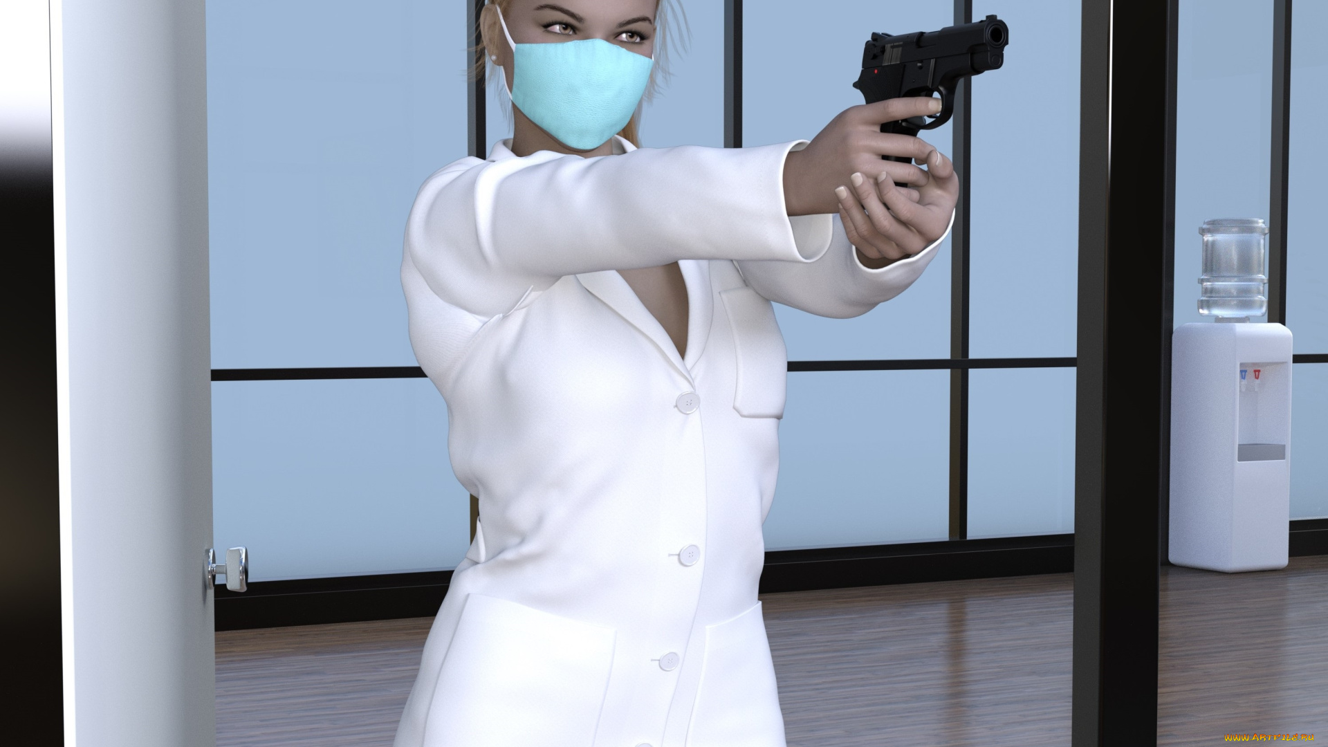 she, wolf, 3д, графика, фантазия, , fantasy, девушка, фон, взгляд