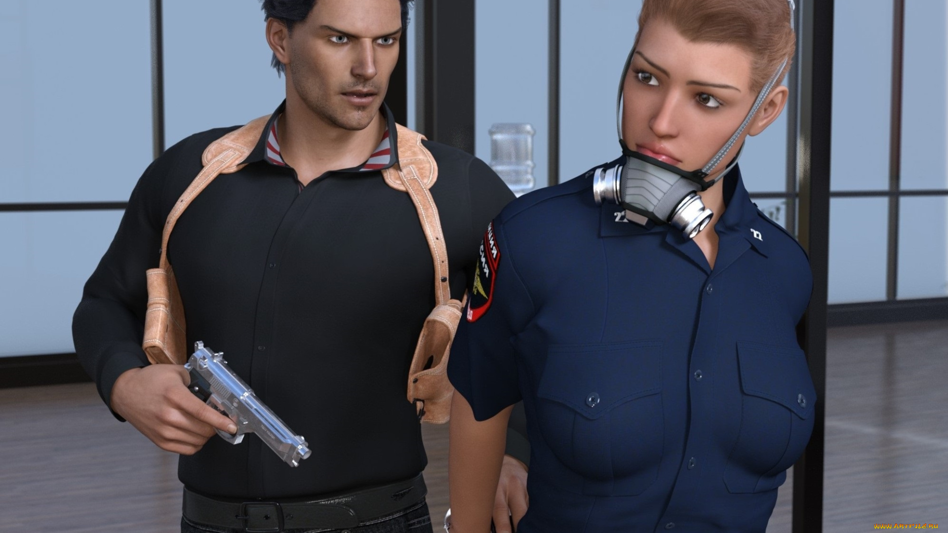 she, wolf, 3д, графика, фантазия, , fantasy, девушки, взгляд, фон