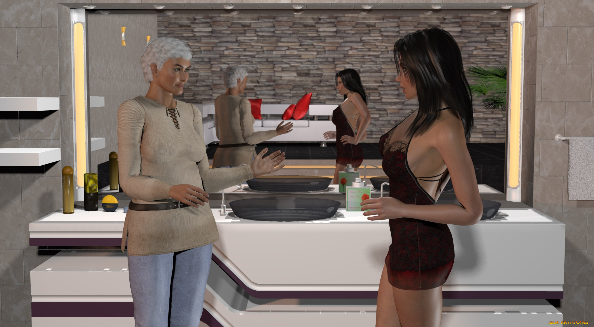 3д, графика, люди, , people, фон, взгляд, девушки