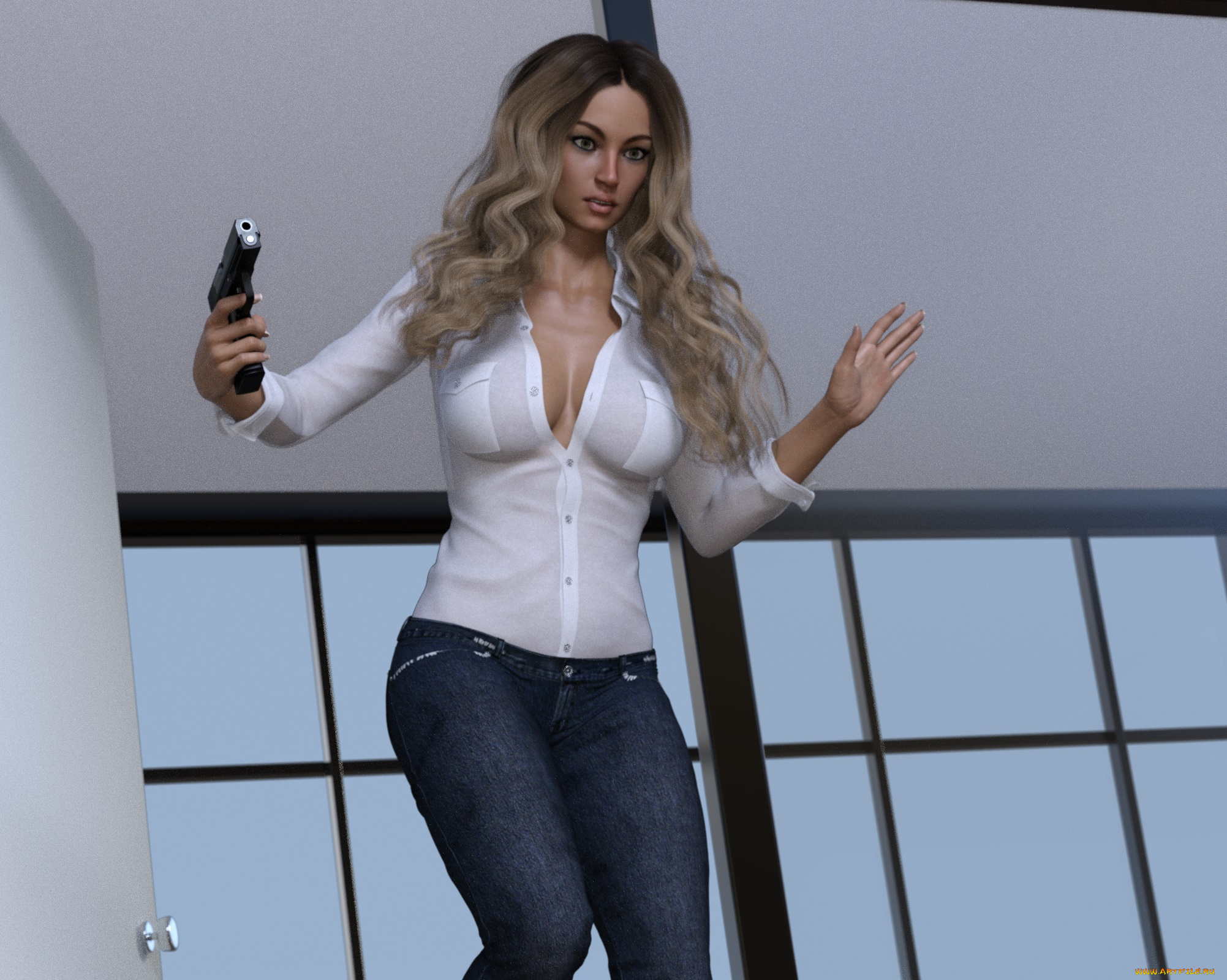 she, wolf, 3д, графика, фантазия, , fantasy, фон, взгляд, девушка