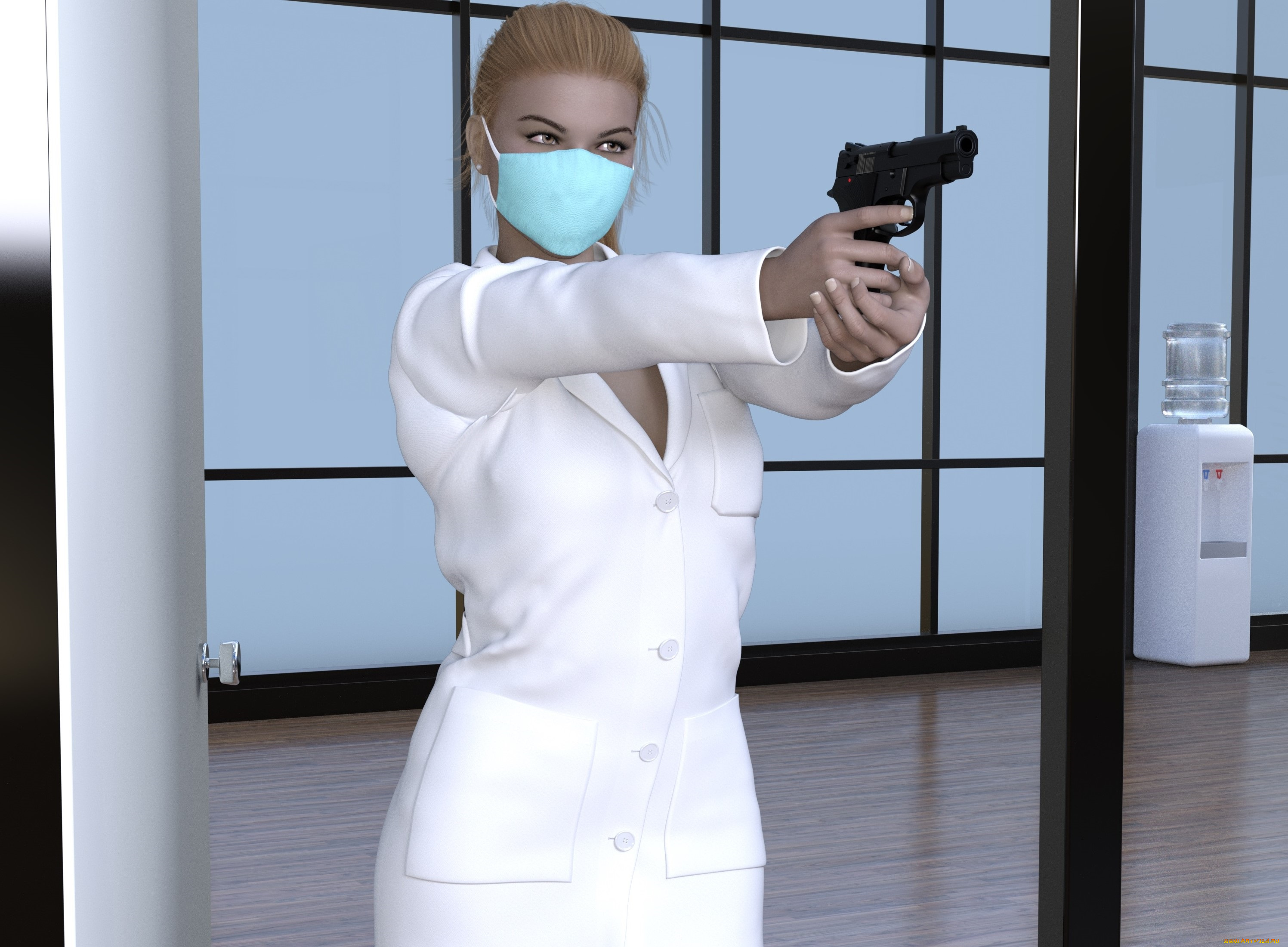 she, wolf, 3д, графика, фантазия, , fantasy, девушка, фон, взгляд