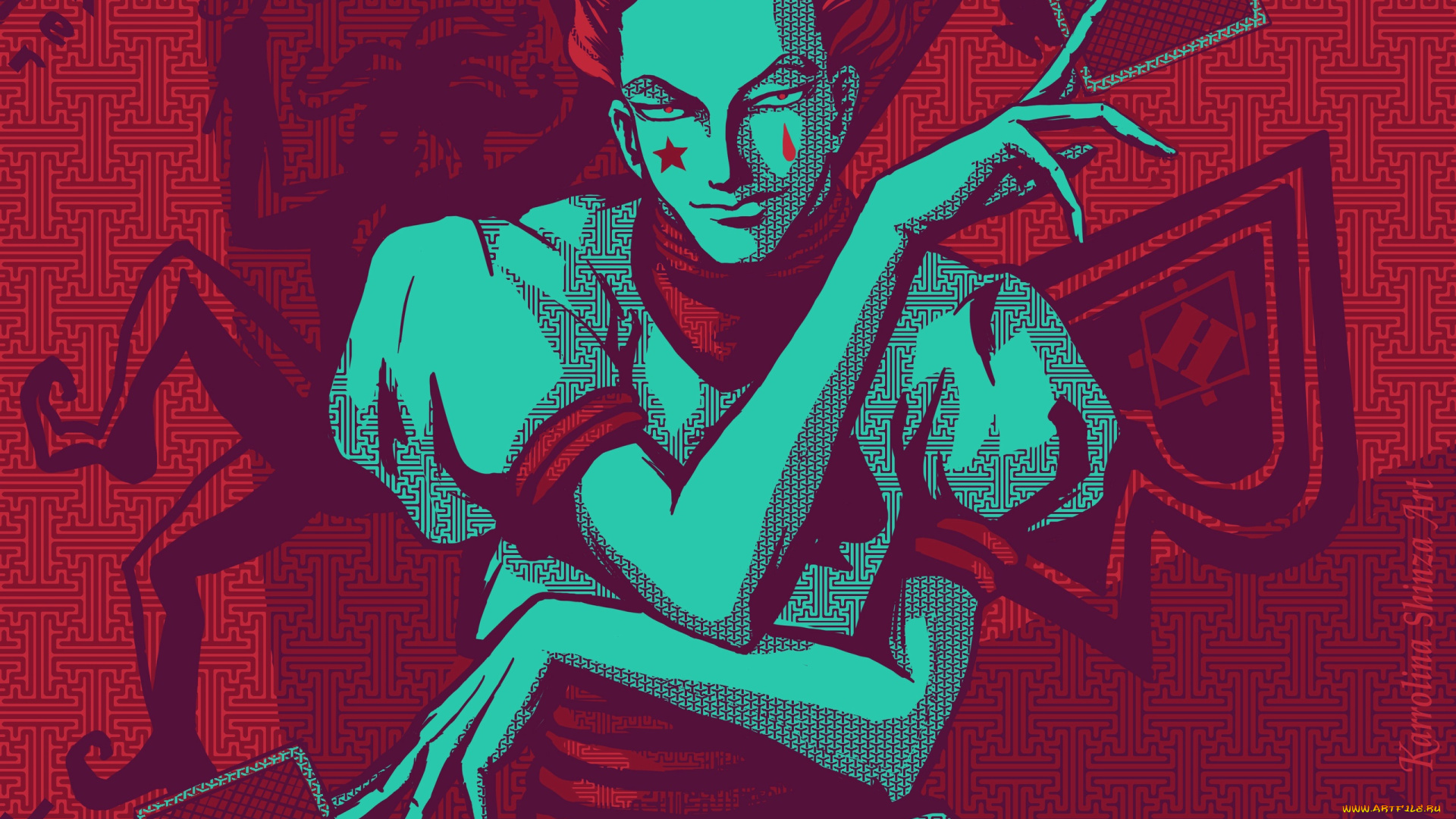 векторная, графика, люди, , people, джокер, карты