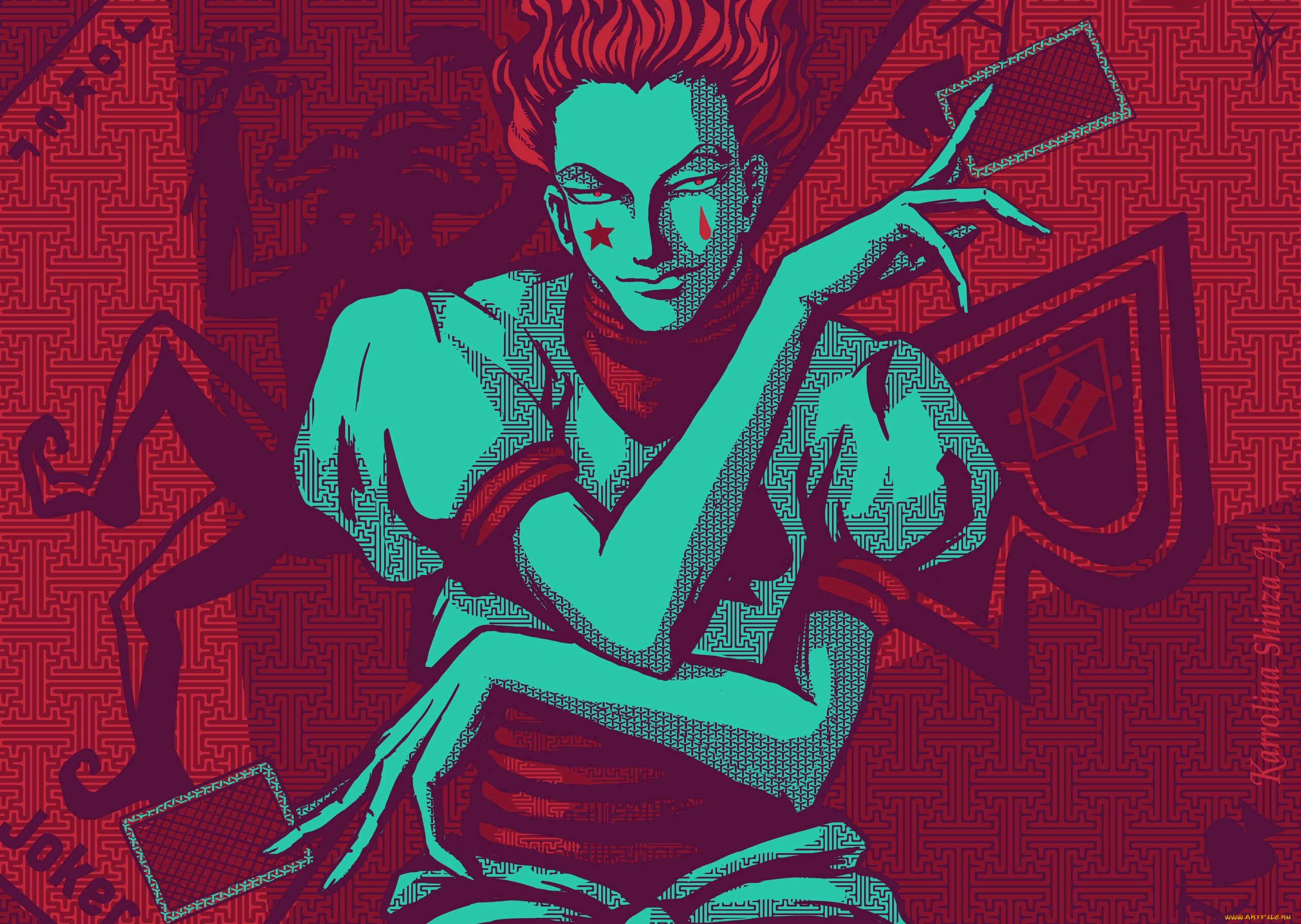 векторная, графика, люди, , people, джокер, карты