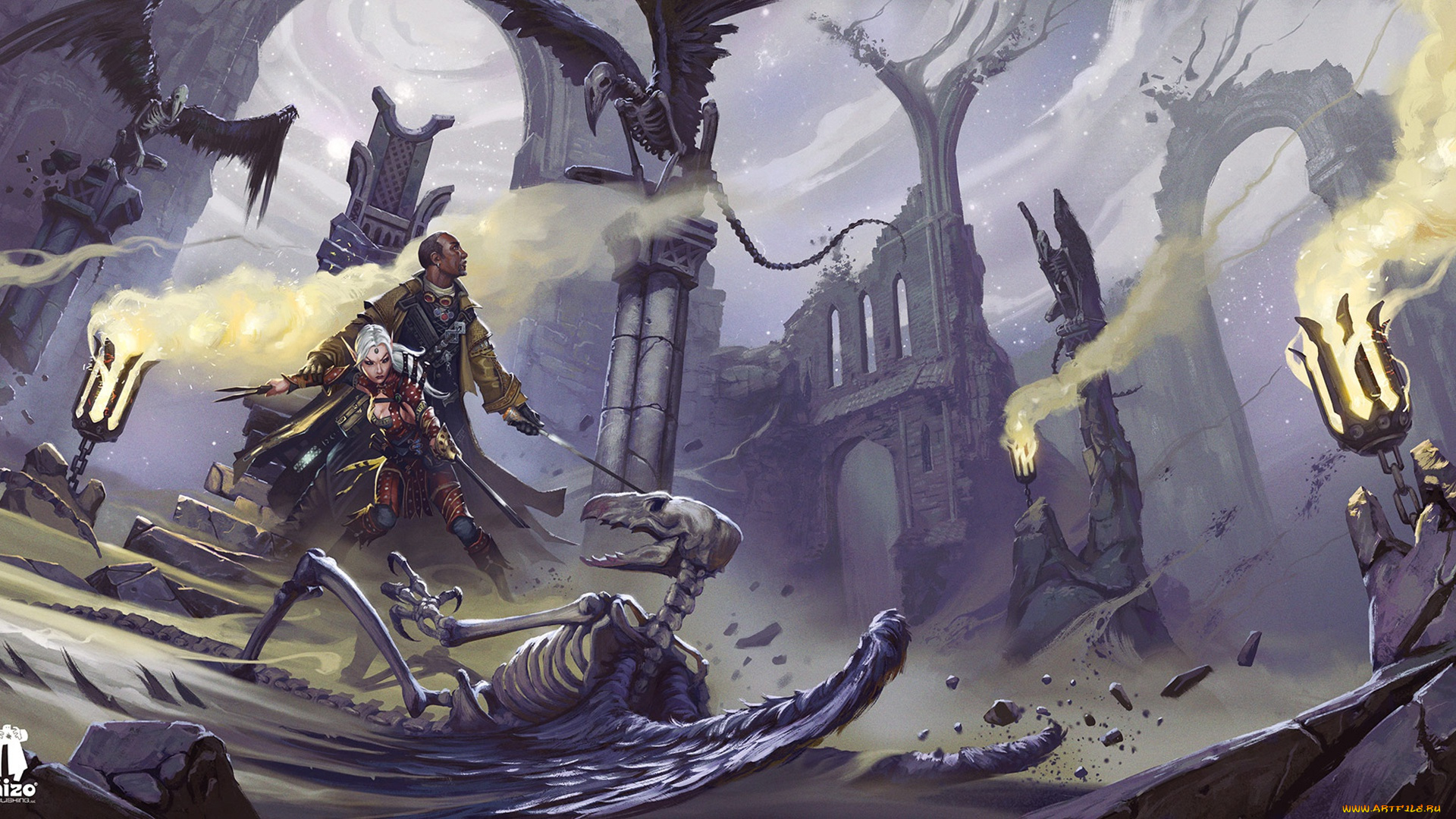 фэнтези, красавицы, и, чудовища, девушка, мужчина, скелеты