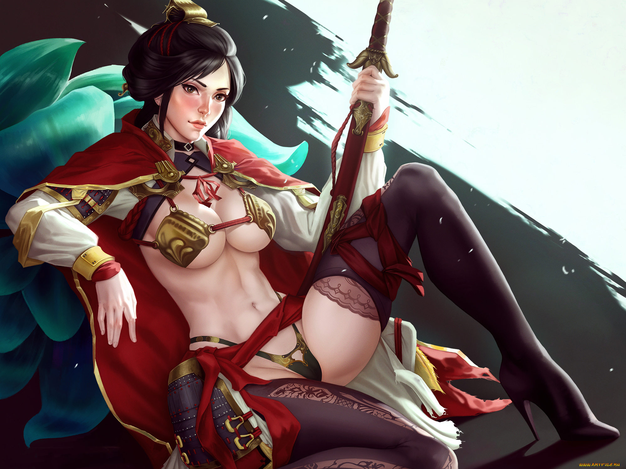 total, war, , three, kingdoms, видео, игры, девушка, фон, униформа, катана