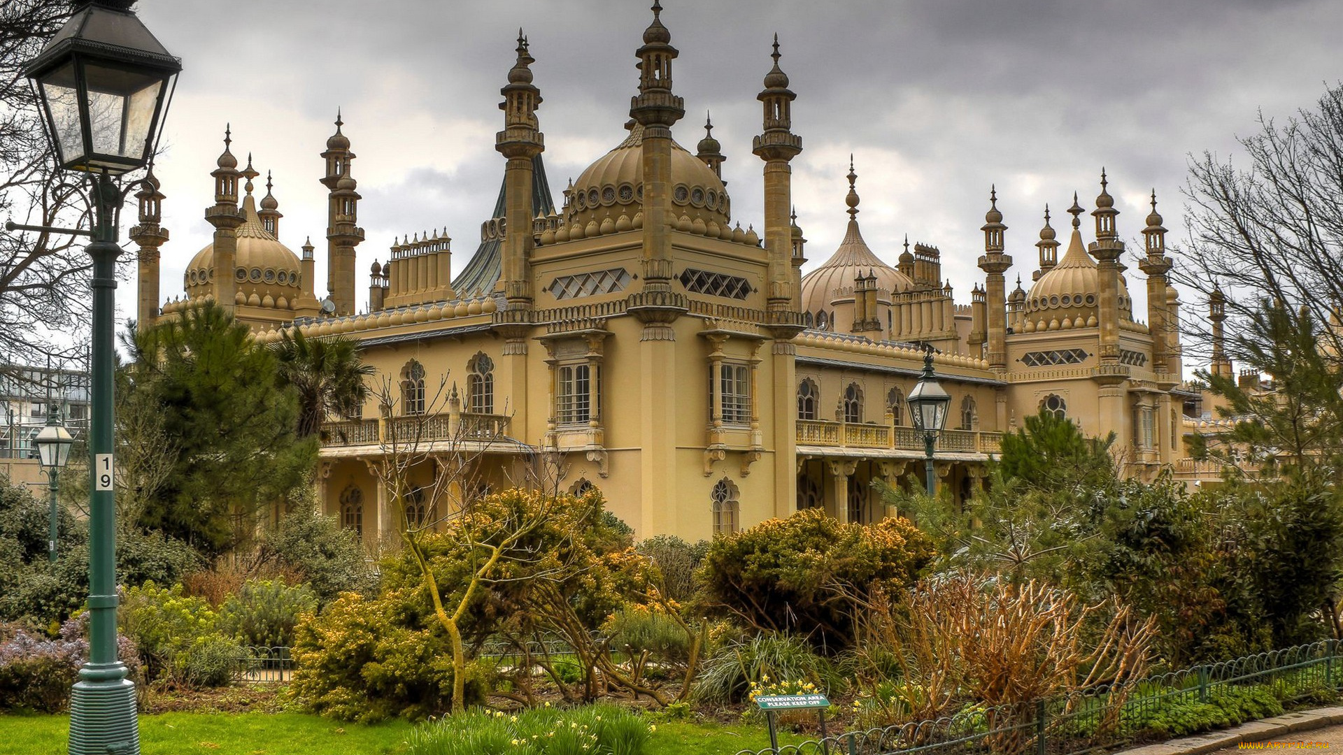 города, -, дворцы, , замки, , крепости, дворец, сад, городской, брайтон, великобритания, англия, здание, фонарь, на, открытом, воздухе