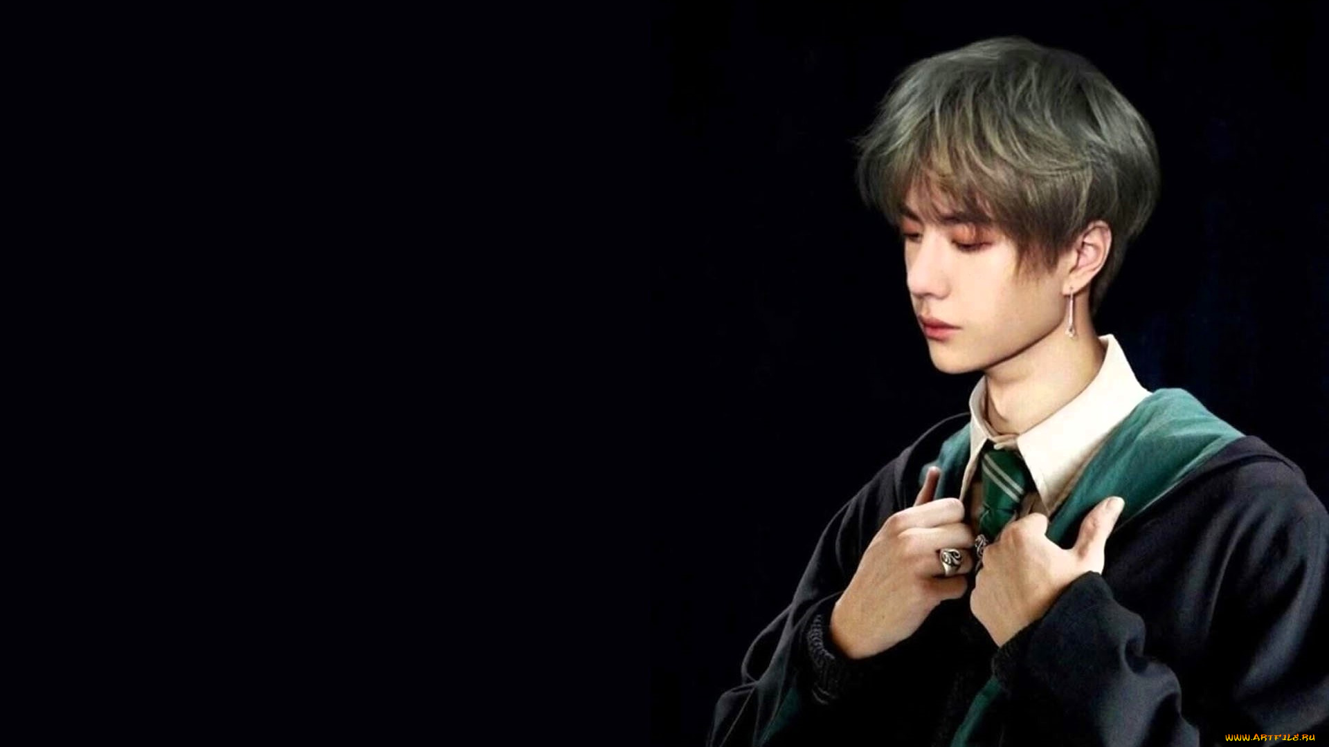 мужчины, wang, yi, bo, ван, ибо, мантия, слизерин, галстук, кольцо