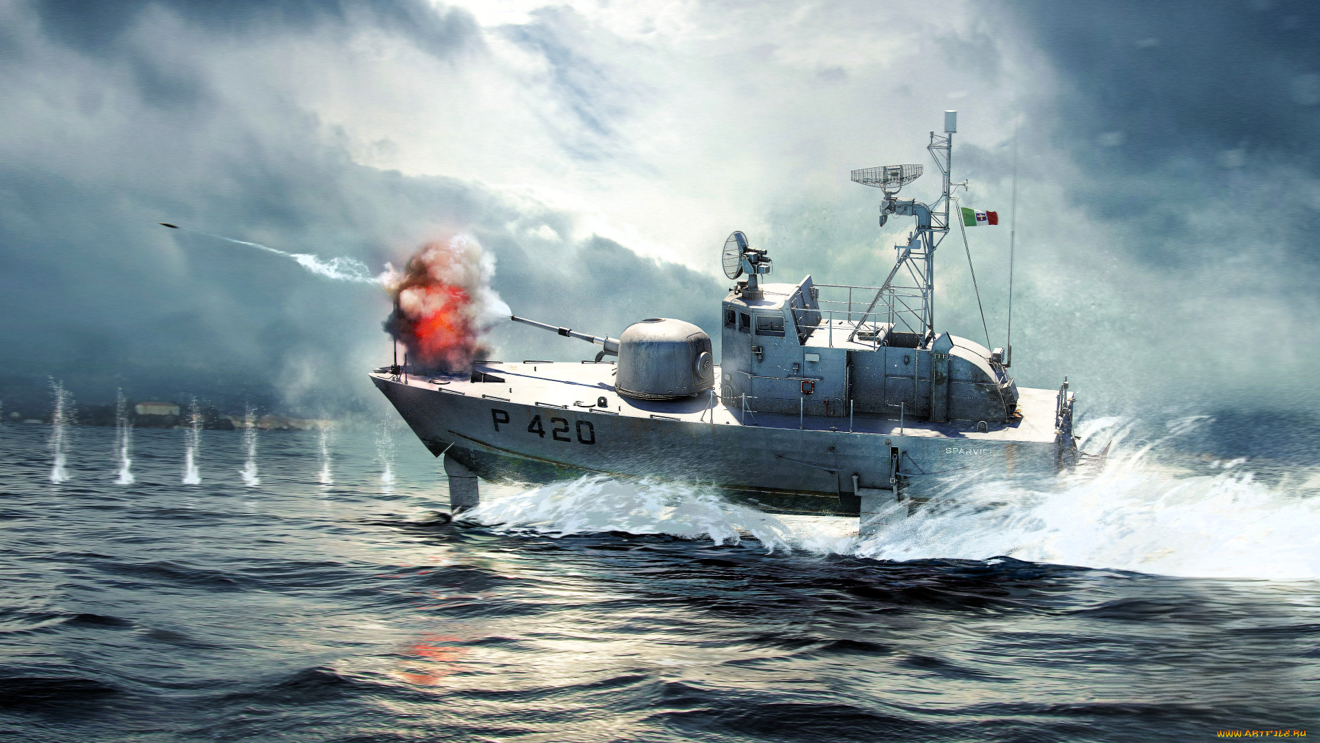 видео, игры, war, thunder, корабль, маневр, выстрел, огонь, море