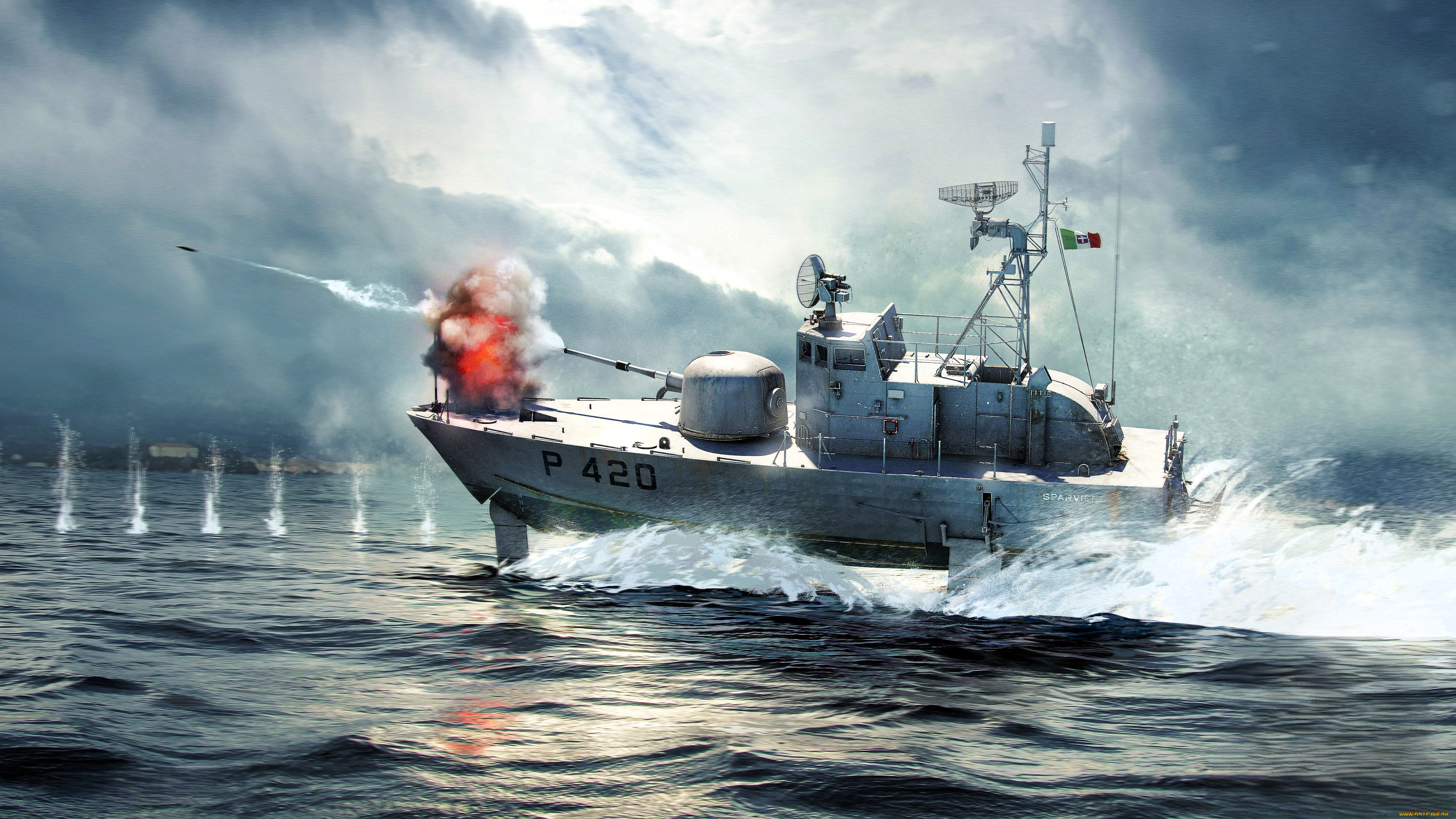 видео, игры, war, thunder, корабль, маневр, выстрел, огонь, море