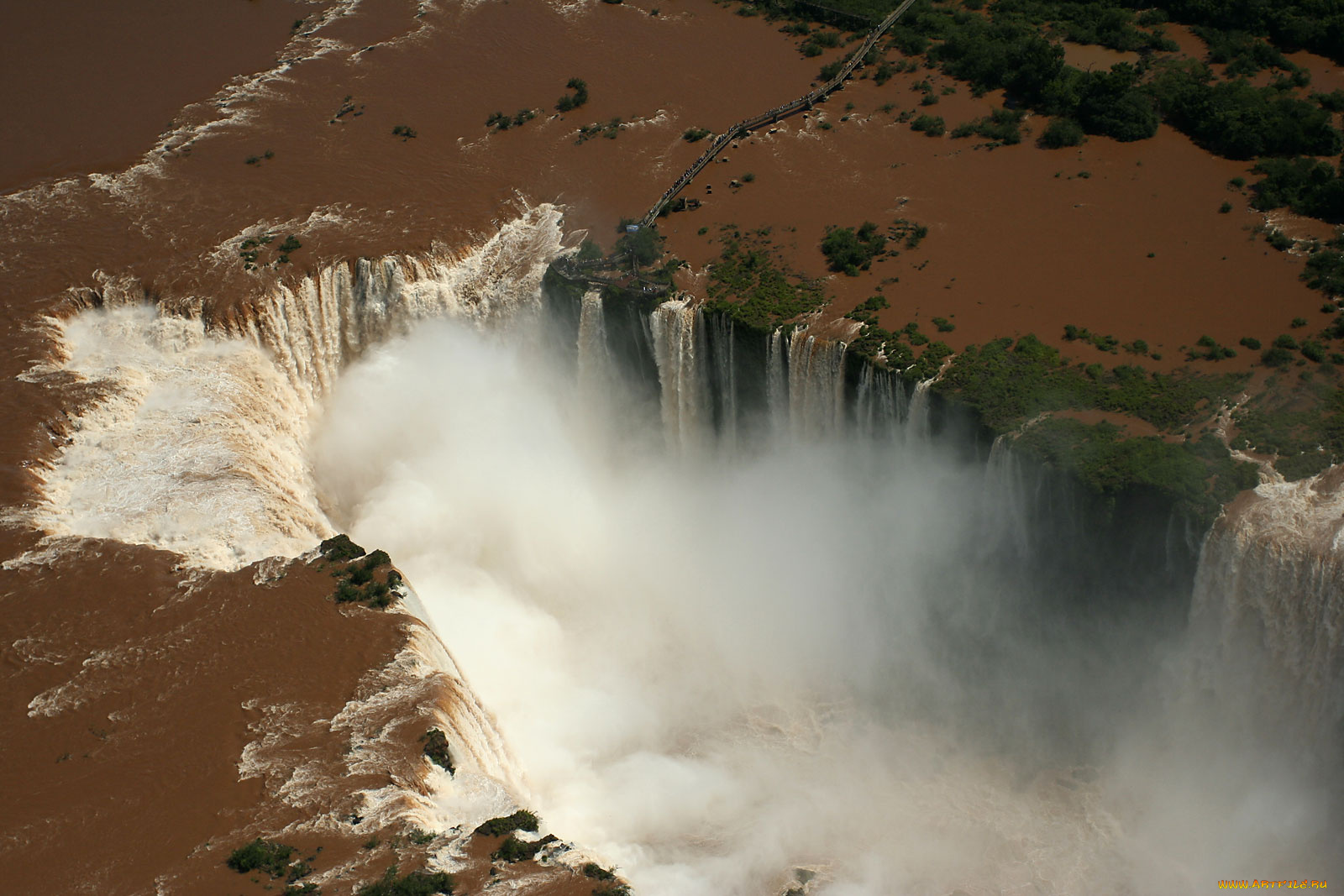 природа, водопады, река, мост