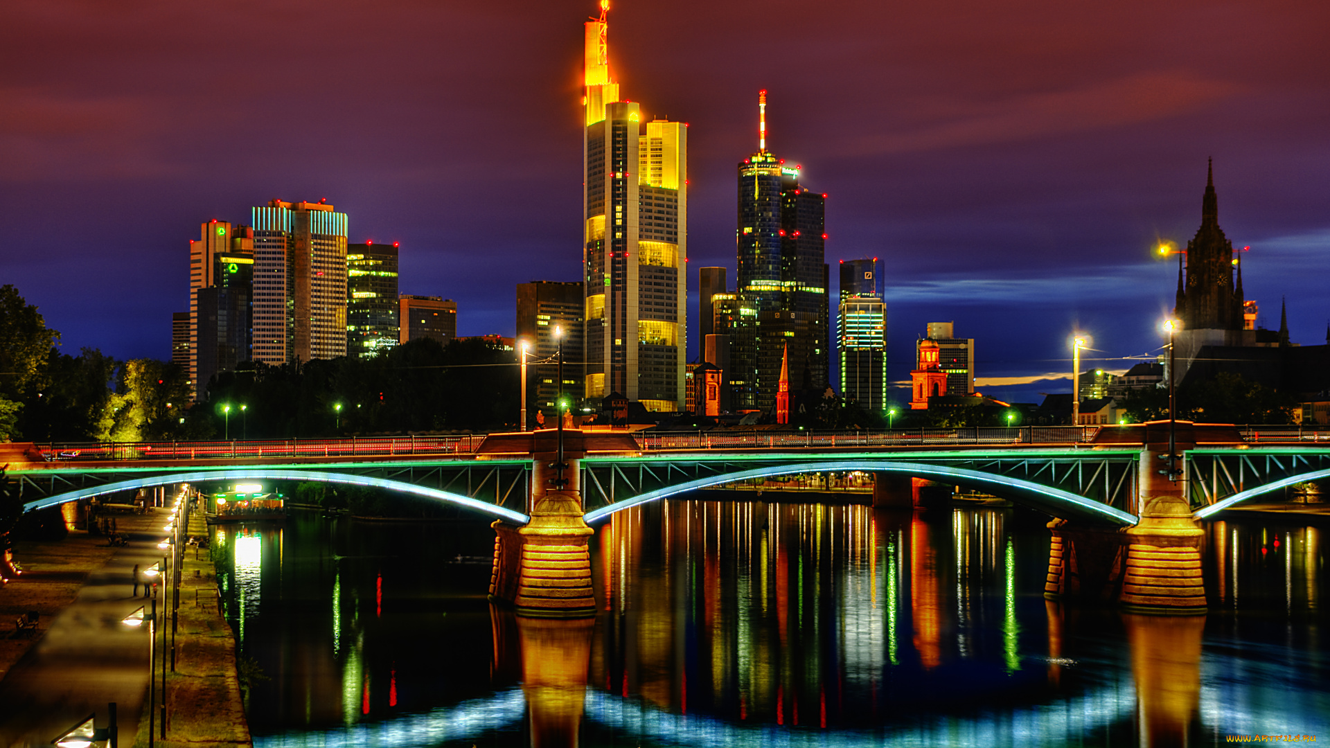 города, мосты, франкфурт-на-майне