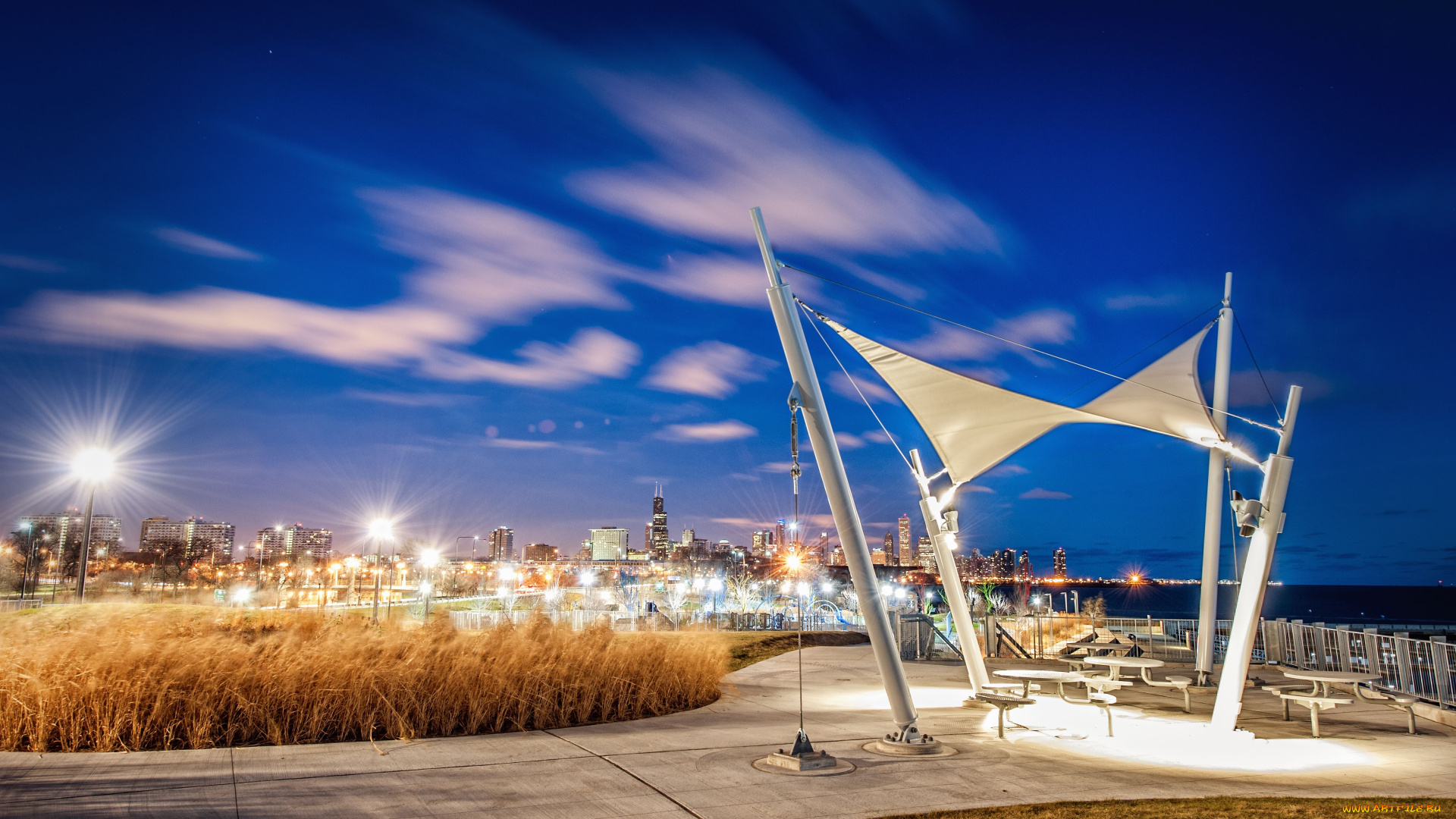 города, Чикаго, сша, chicago, ночной, город