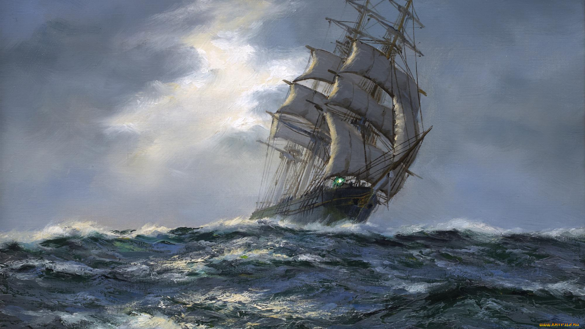 henry, scott, moontrack, wool, clipper, salamis, рисованные, парусник, море, шторм, фрегат