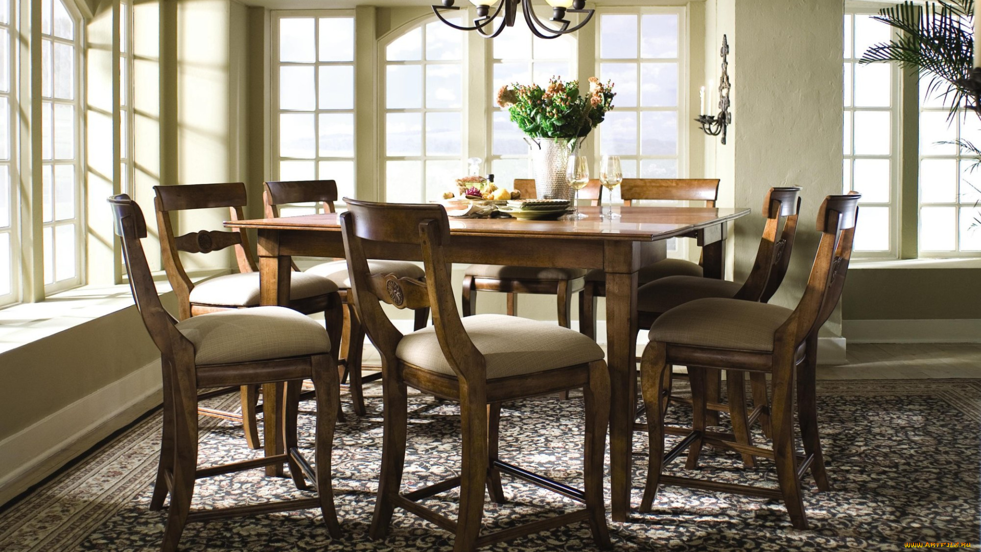 интерьер, столовая, стол, стулья