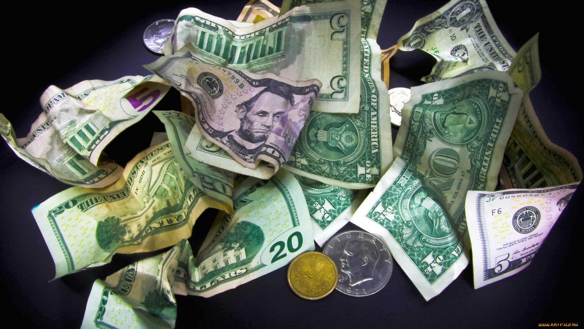 разное, золото, купюры, монеты, доллары