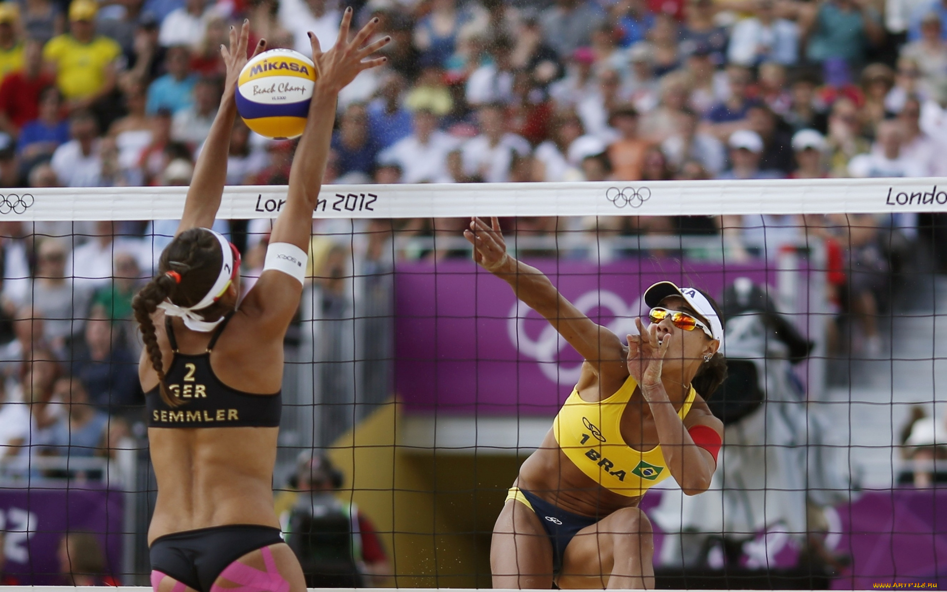 спорт, волейбол, девушки, мяч, сетка, атака
