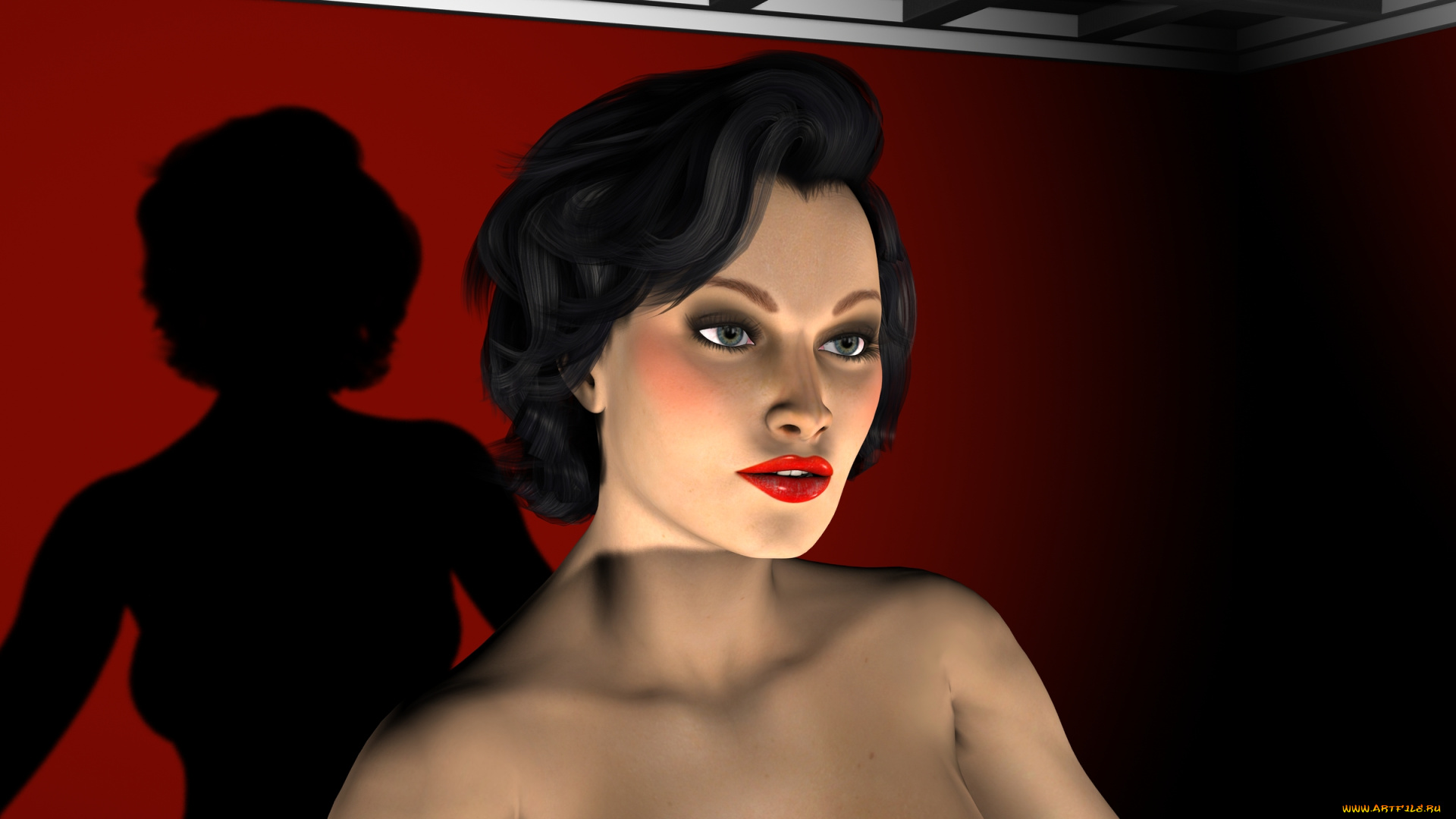 3д, графика, portraits, , портрет, девушка, лицо, тень