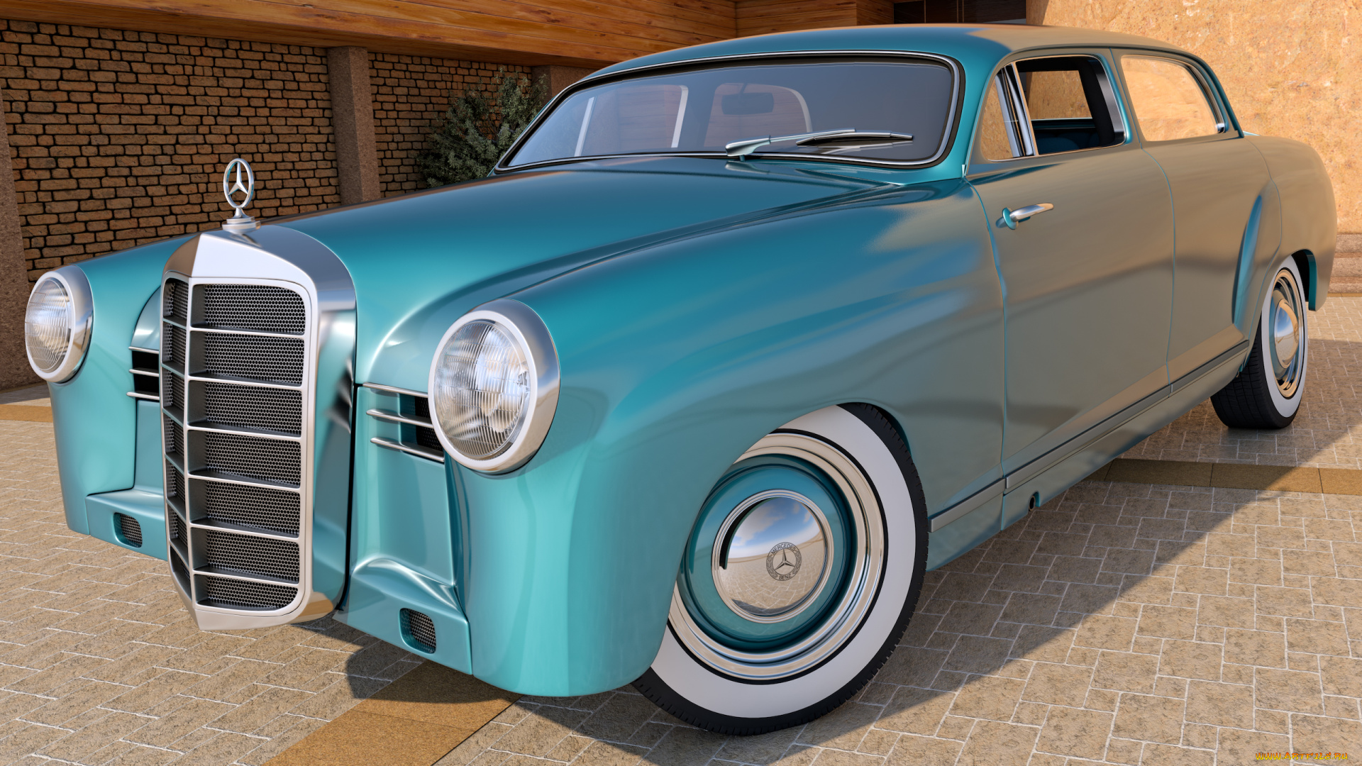 автомобили, 3д, 1953, mercedes, benz, 180