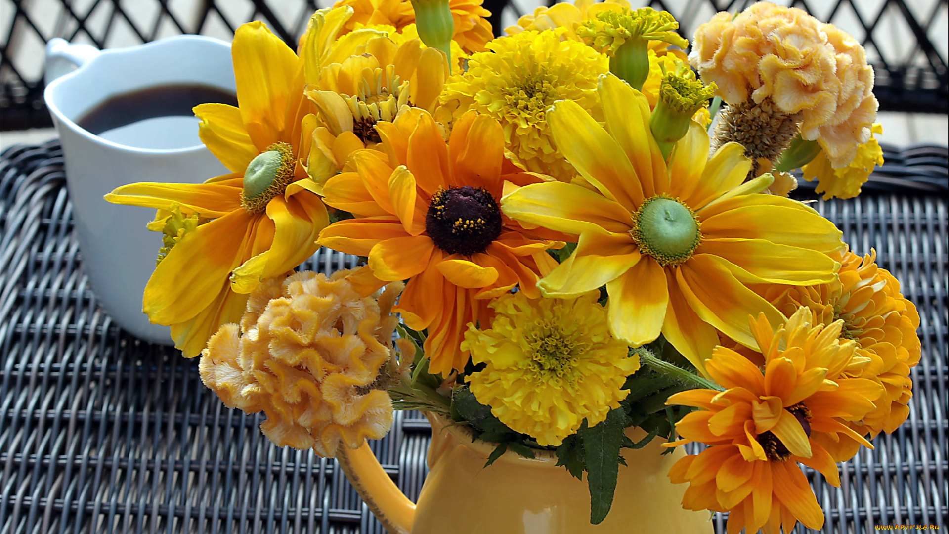 цветы, букеты, , композиции, желтый