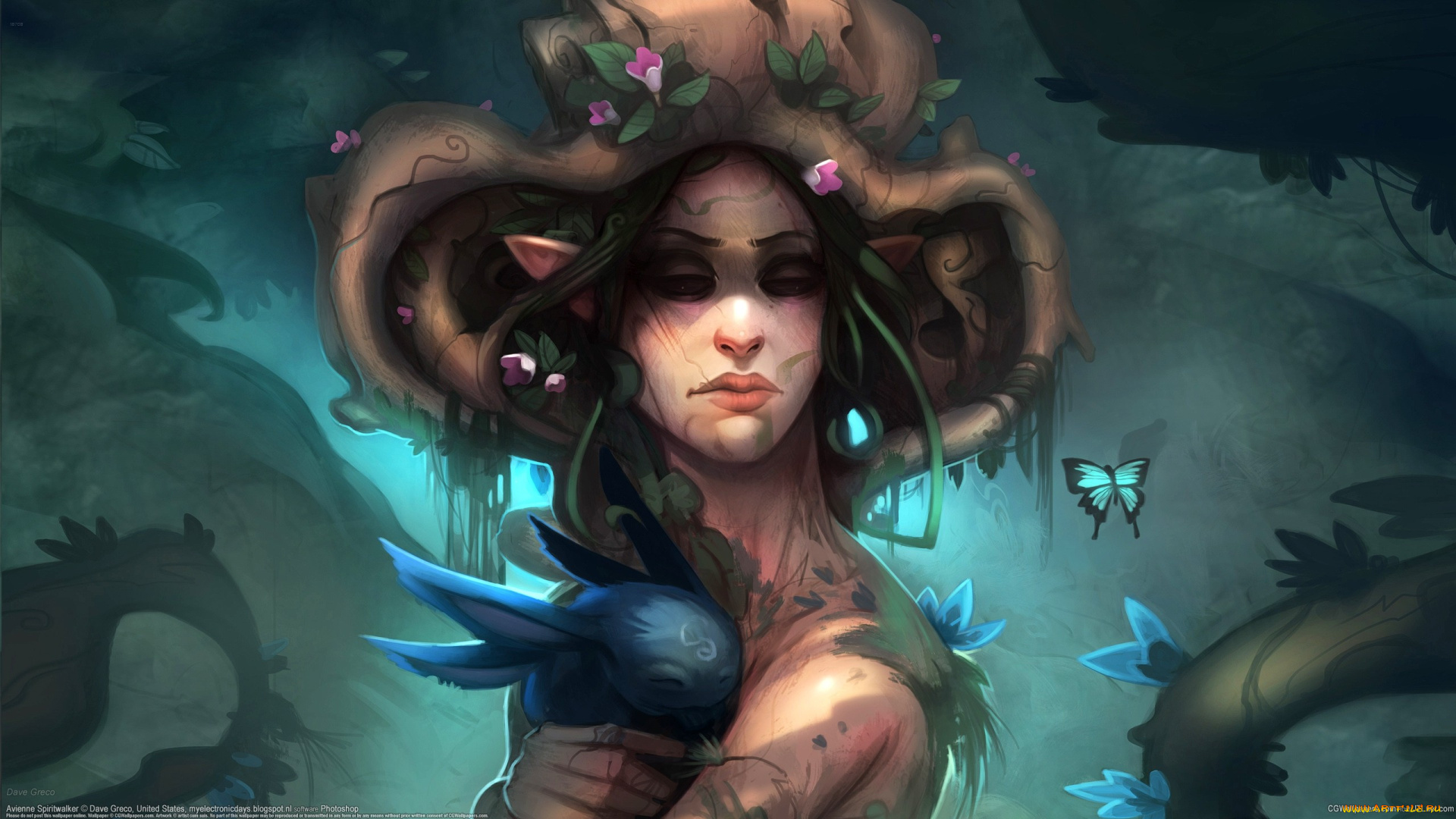 dave, greco, фэнтези, эльфы, dave, greco, эльфийка, кролик