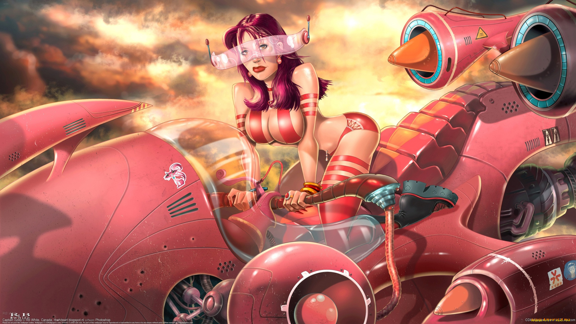 rb, white, фэнтези, девушки, rb, white, девушка, мотоцикл