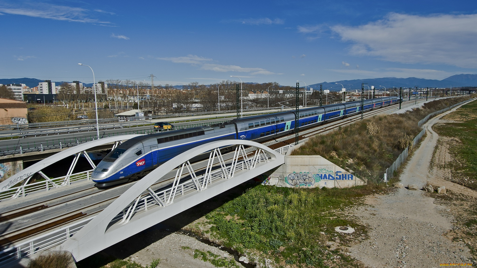 техника, поезда, поезд, скоростной, мост, рельсы, железная, дорога