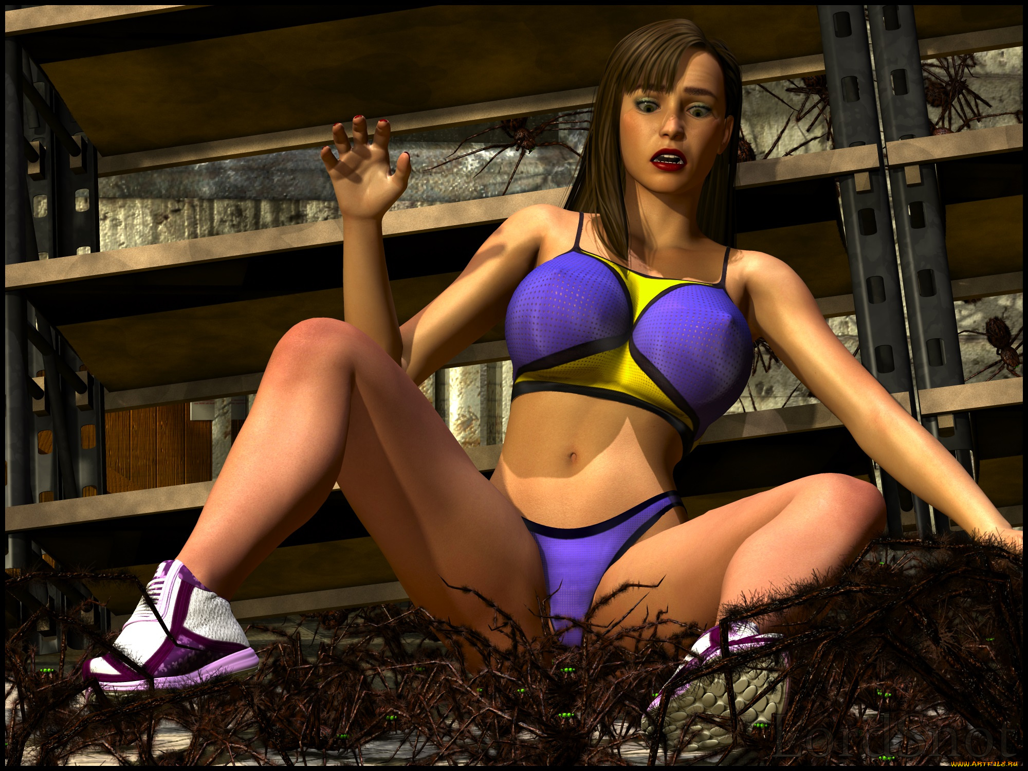 3д, графика, fantasy, , фантазия, пауки, девушка