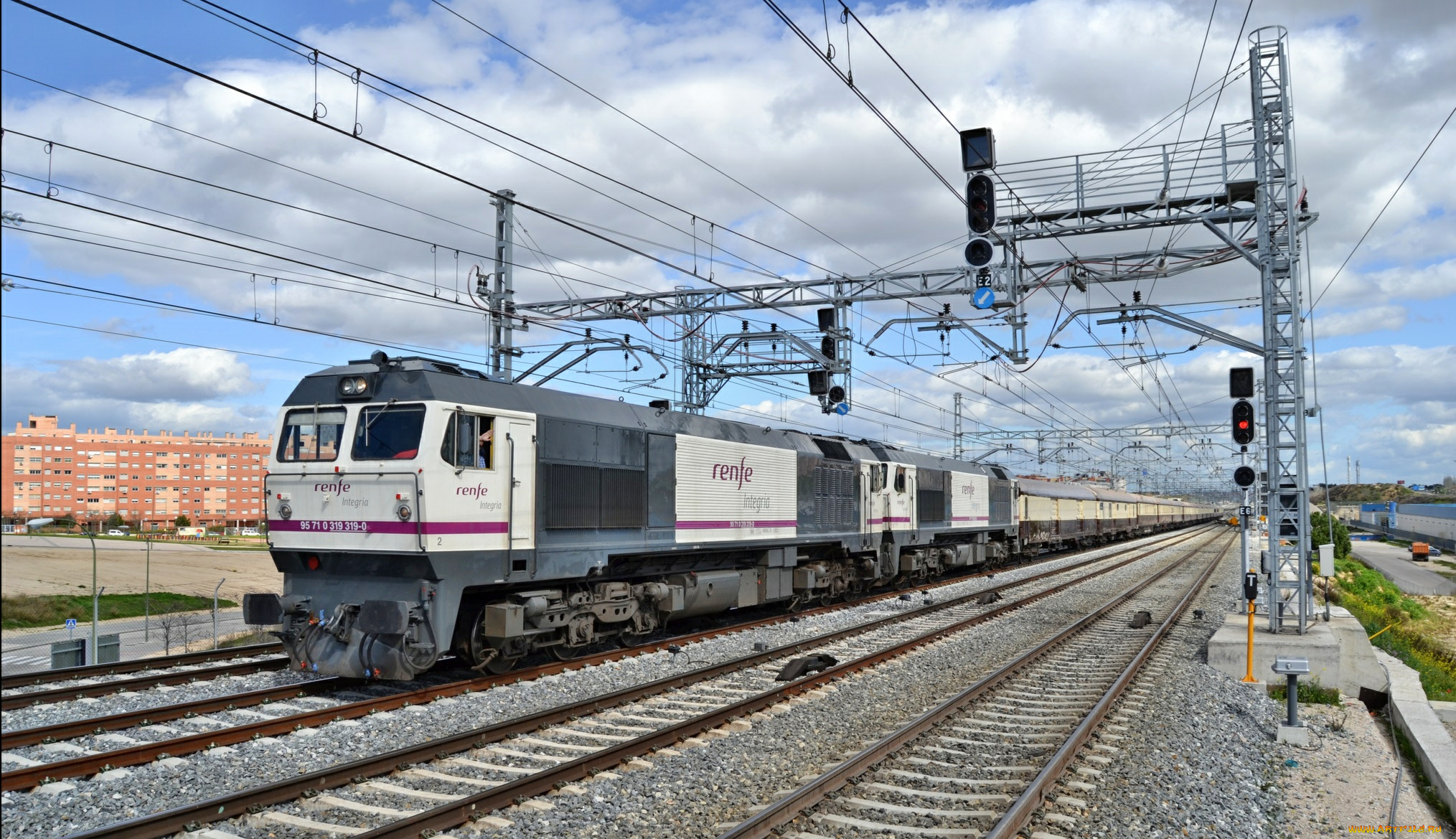 техника, поезда, грузовой, состав, вагоны, локомотив, рельсы, железная, дорога