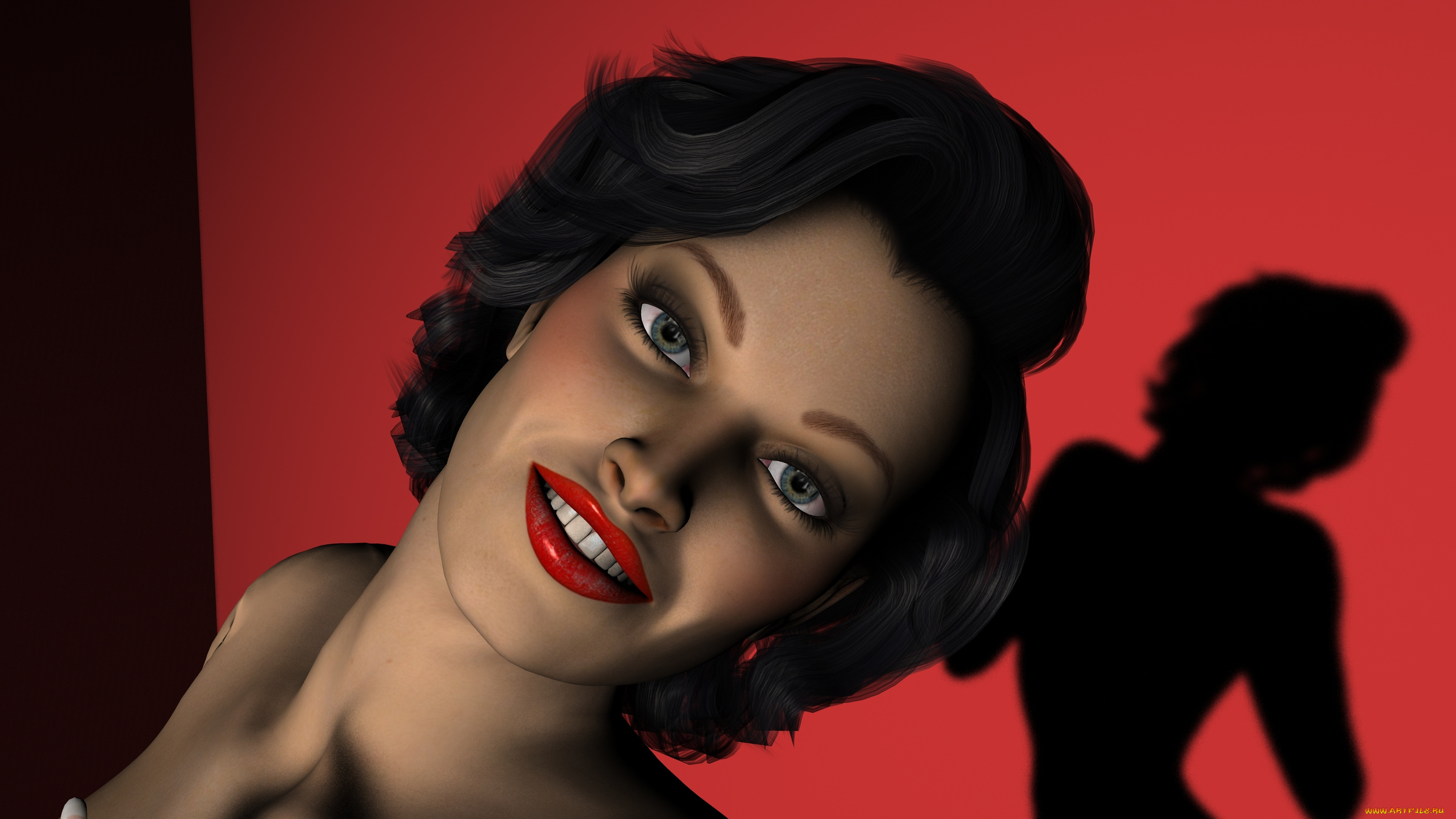 3д, графика, portraits, , портрет, улыбка, девушка