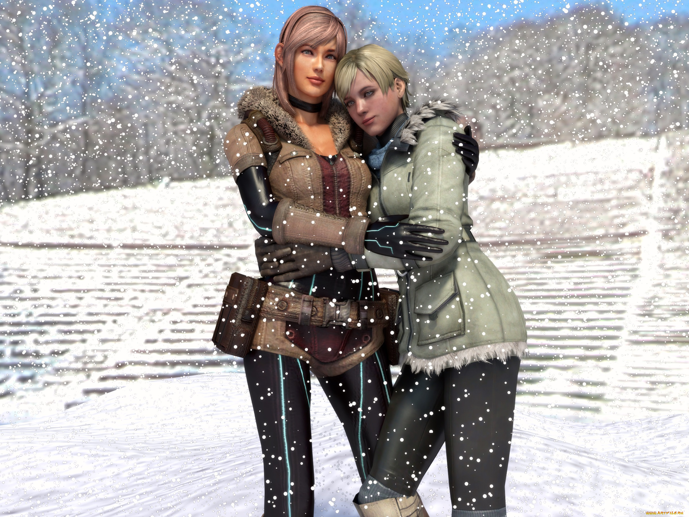 3д, графика, people, , люди, зима, девушки
