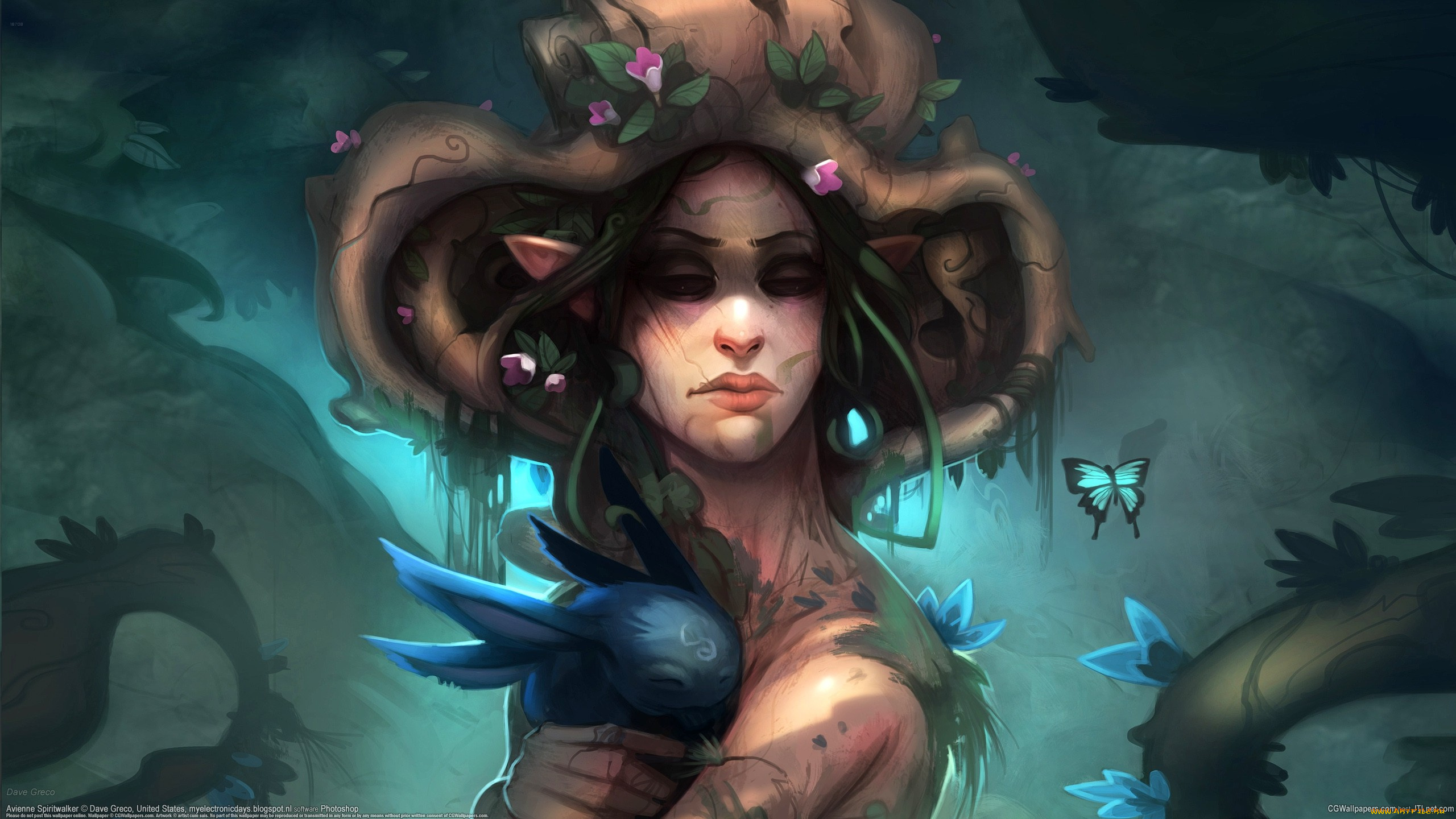 dave, greco, фэнтези, эльфы, dave, greco, эльфийка, кролик