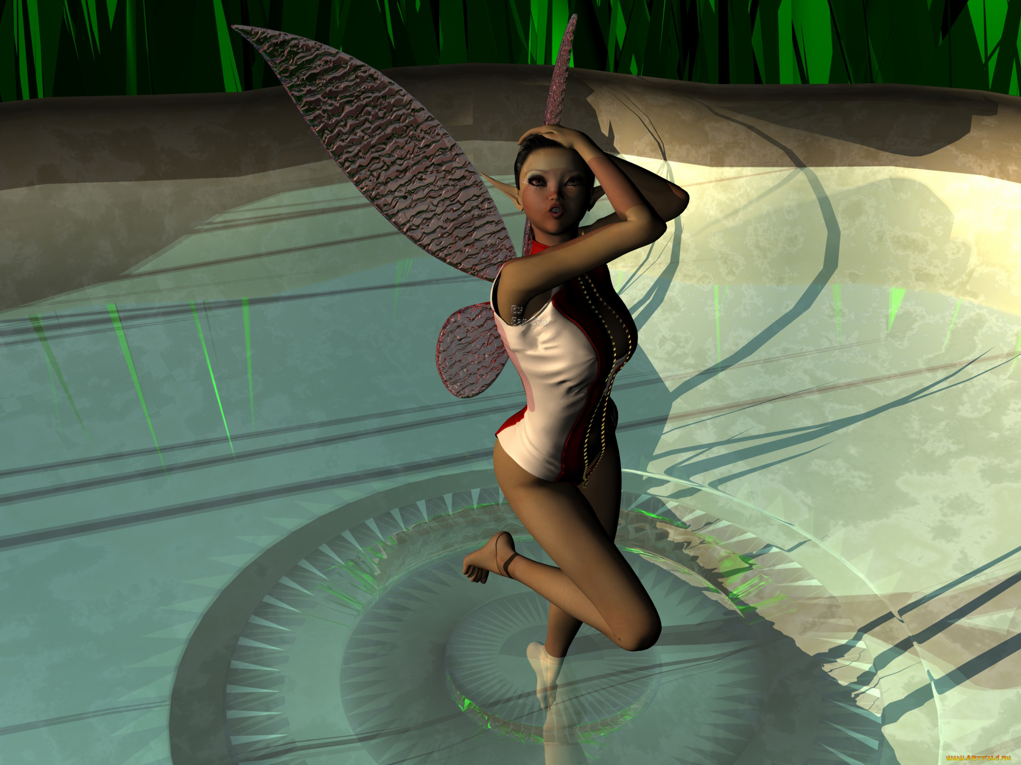 3д, графика, эльфы, , elves, фон, взгляд, эльфийка