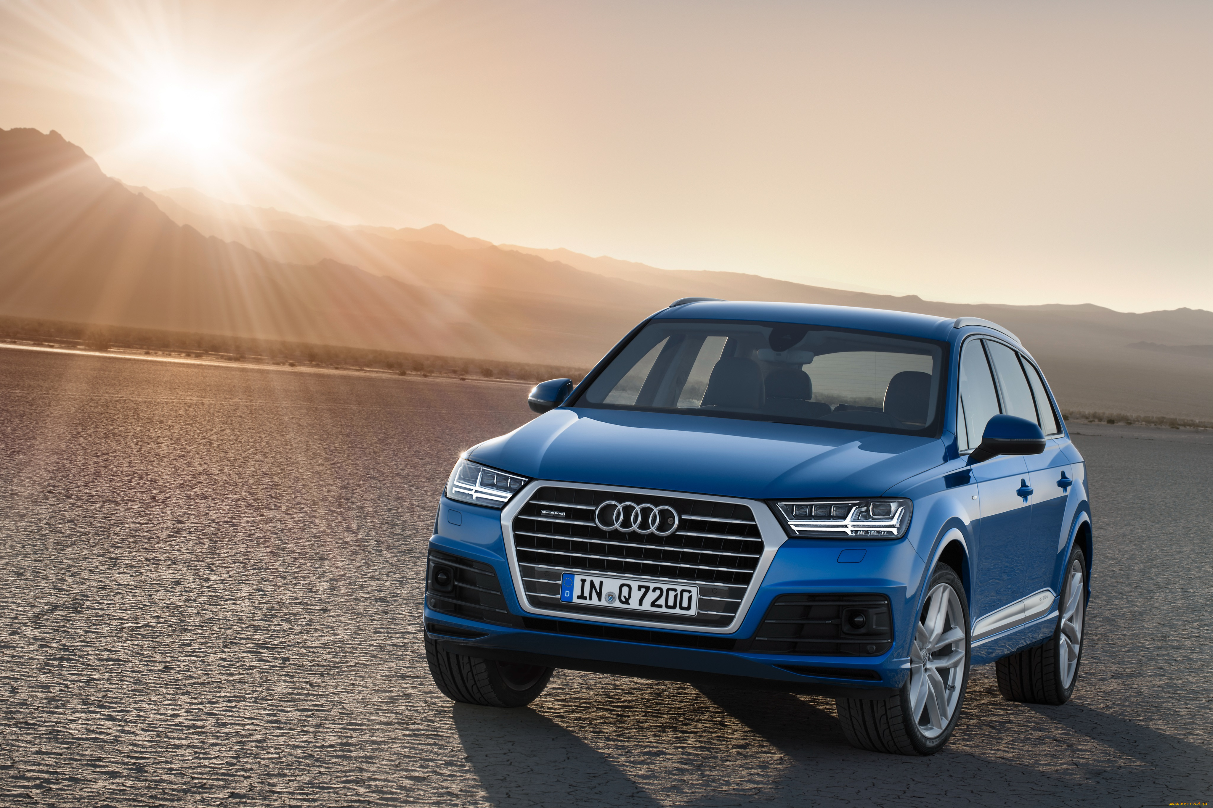 автомобили, audi, quattro, tfsi, q7, синий, 2015г, s, line